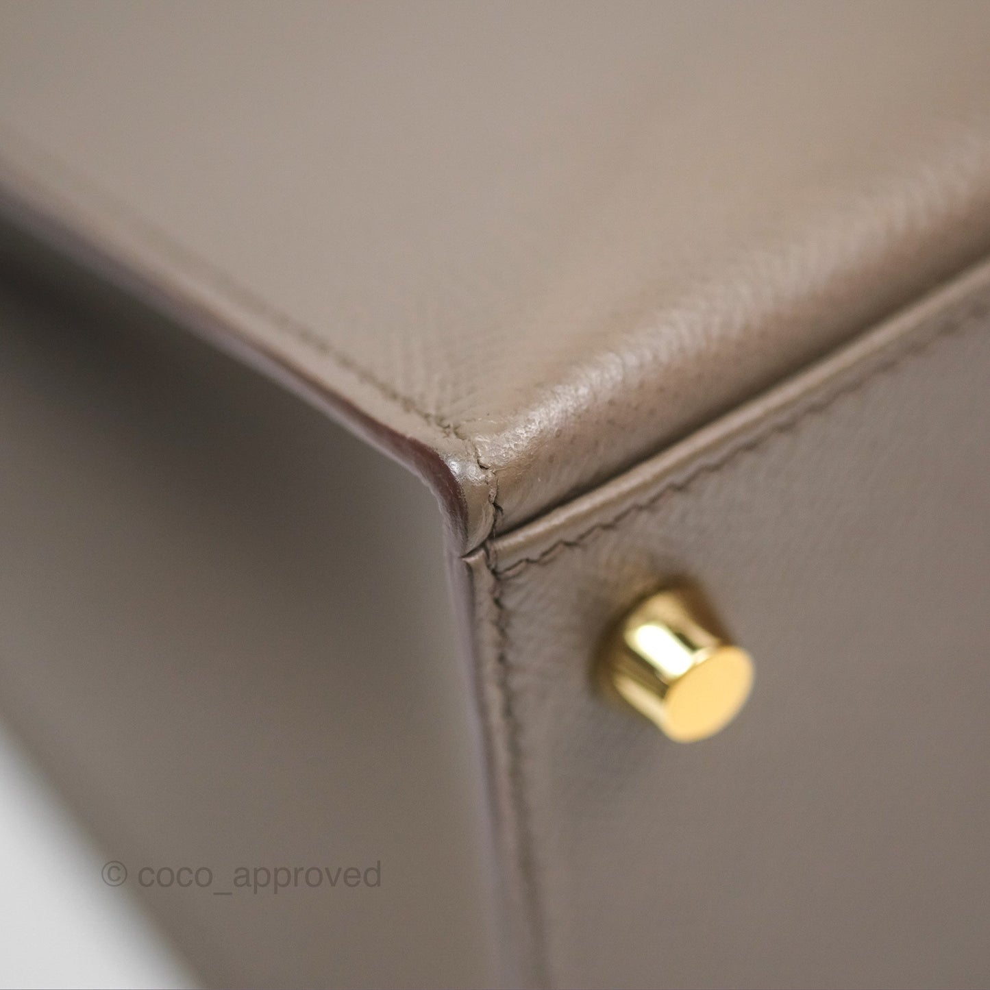 Hermès Kelly Sellier 28 Gris Etain 8F Epsom Gold Hardware