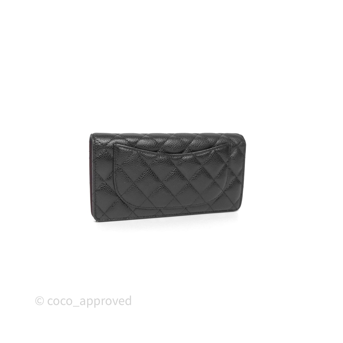 Chanel Classic Quilted Long Wallet Black Caviar Gold Hardware