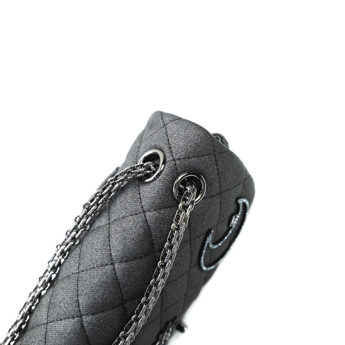 Chanel 2.55 Reissue Lucky Charms 225 Flap Iridescent Metallic Grey Canvas Gun Metal