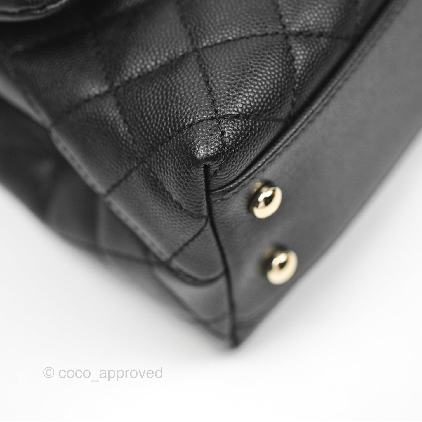 Chanel Small Quilted Coco Handle Black Caviar Gold Hardware