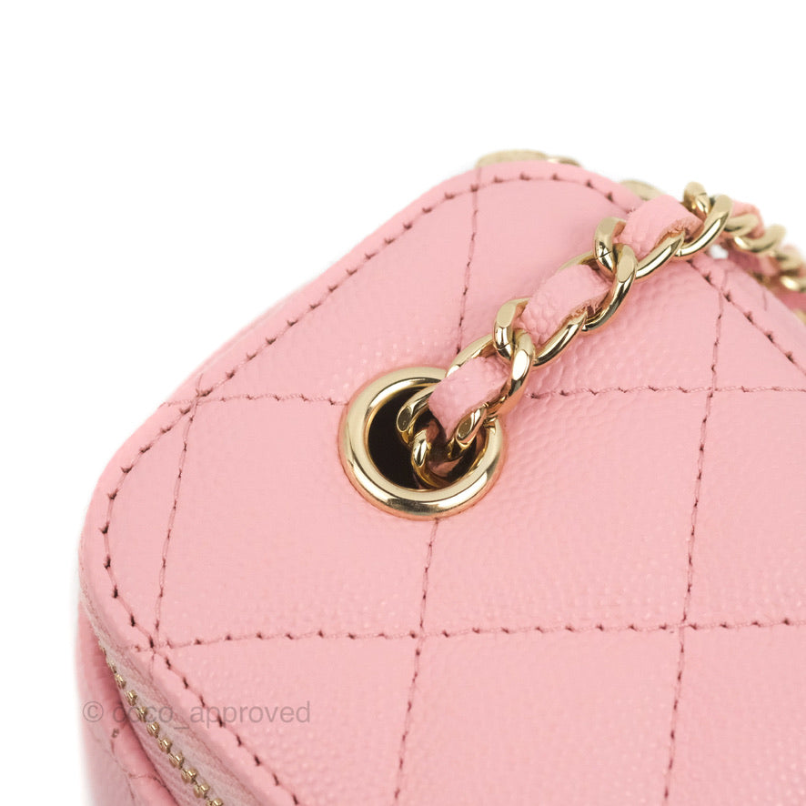 Chanel Mini Vanity With Chain Pink Caviar Gold Hardware