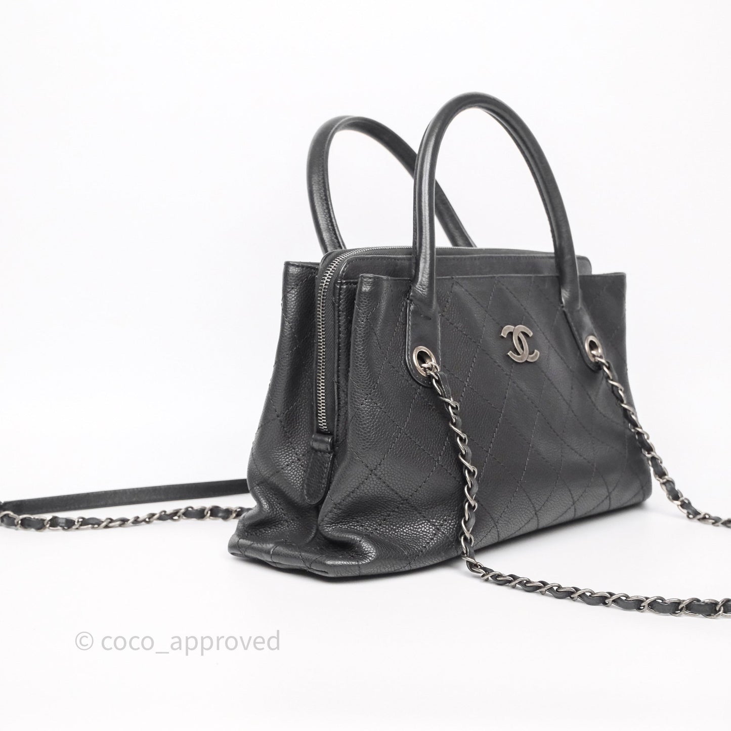 Chanel Quilted Shopping Tote Black Caviar Ruthenium Hardware