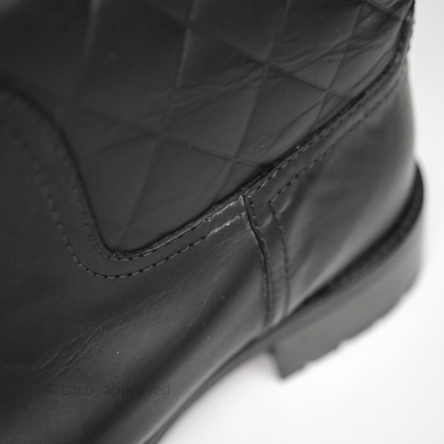 Chanel CC Quilted Knee High Boots Black Calfskin