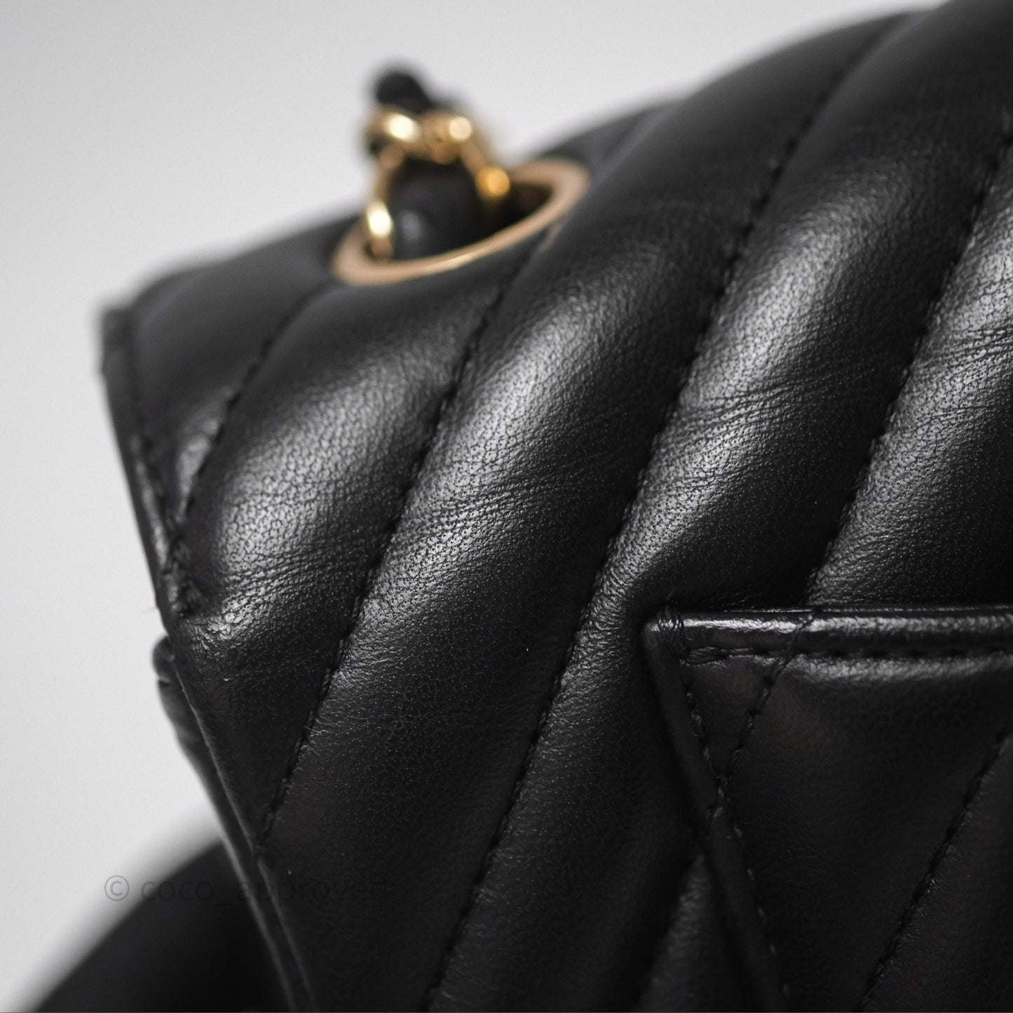 Chanel Mini Rectangular Chevron Black Lambskin Gold Hardware