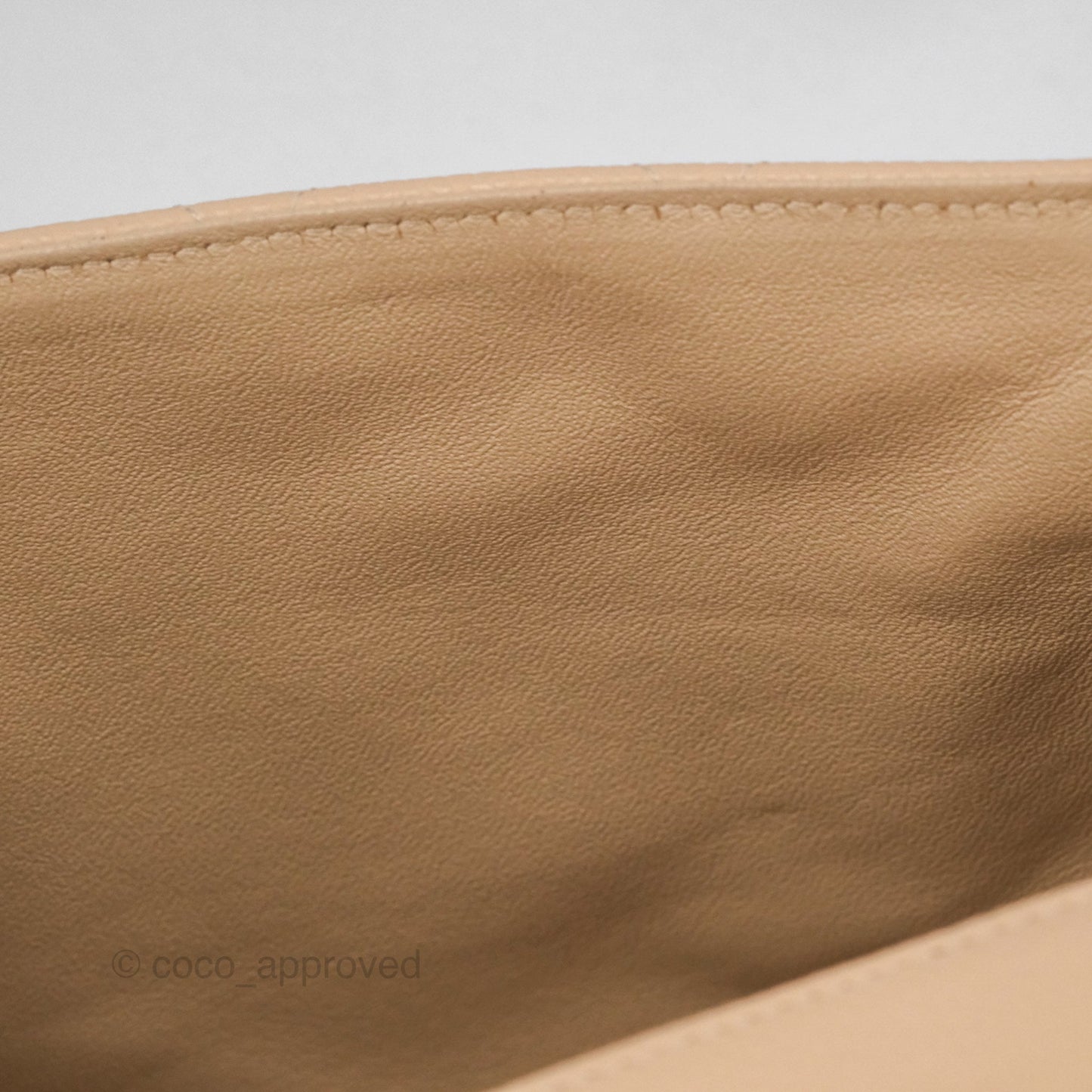 Chanel Jumbo Single Flap Quilted Beige Caviar Gold Hardware