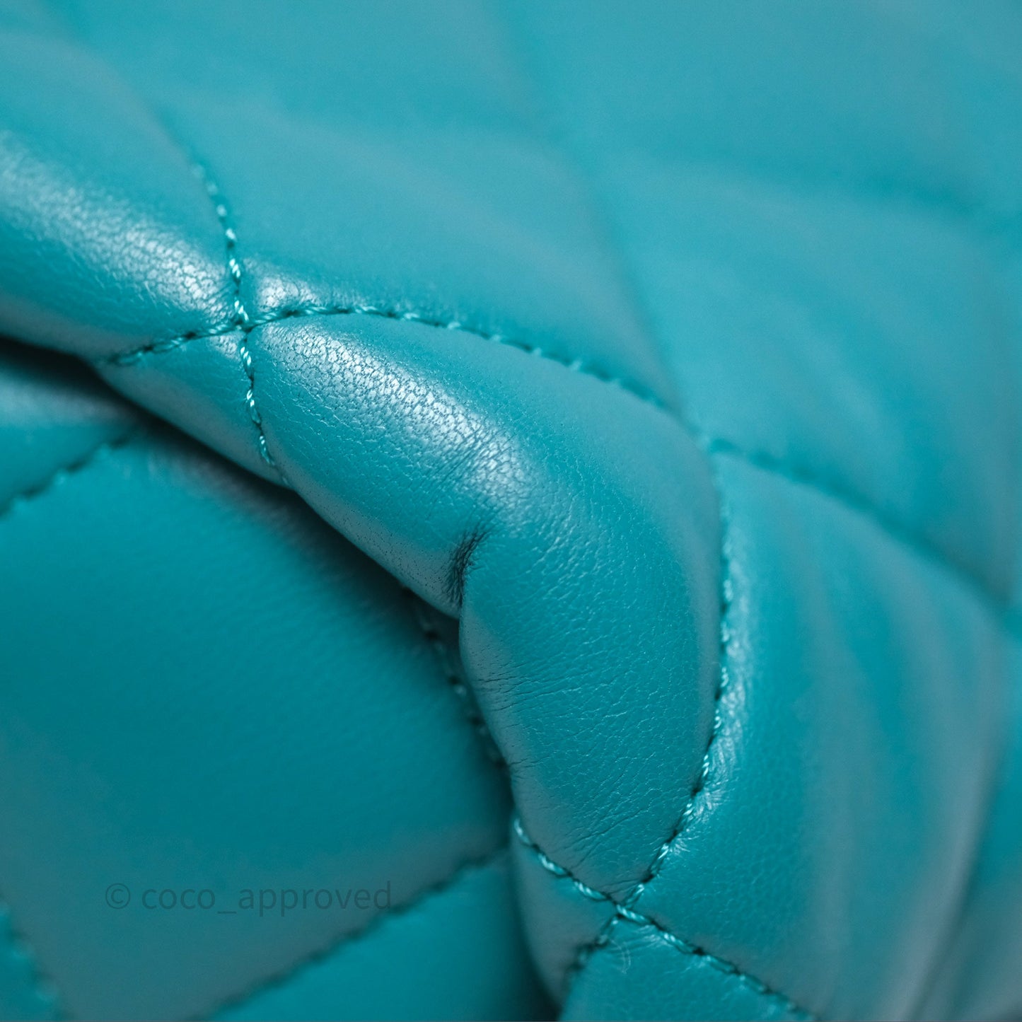 Chanel Pearl CC Drawstring Bucket Bag Teal Green Lambskin Gold Hardware