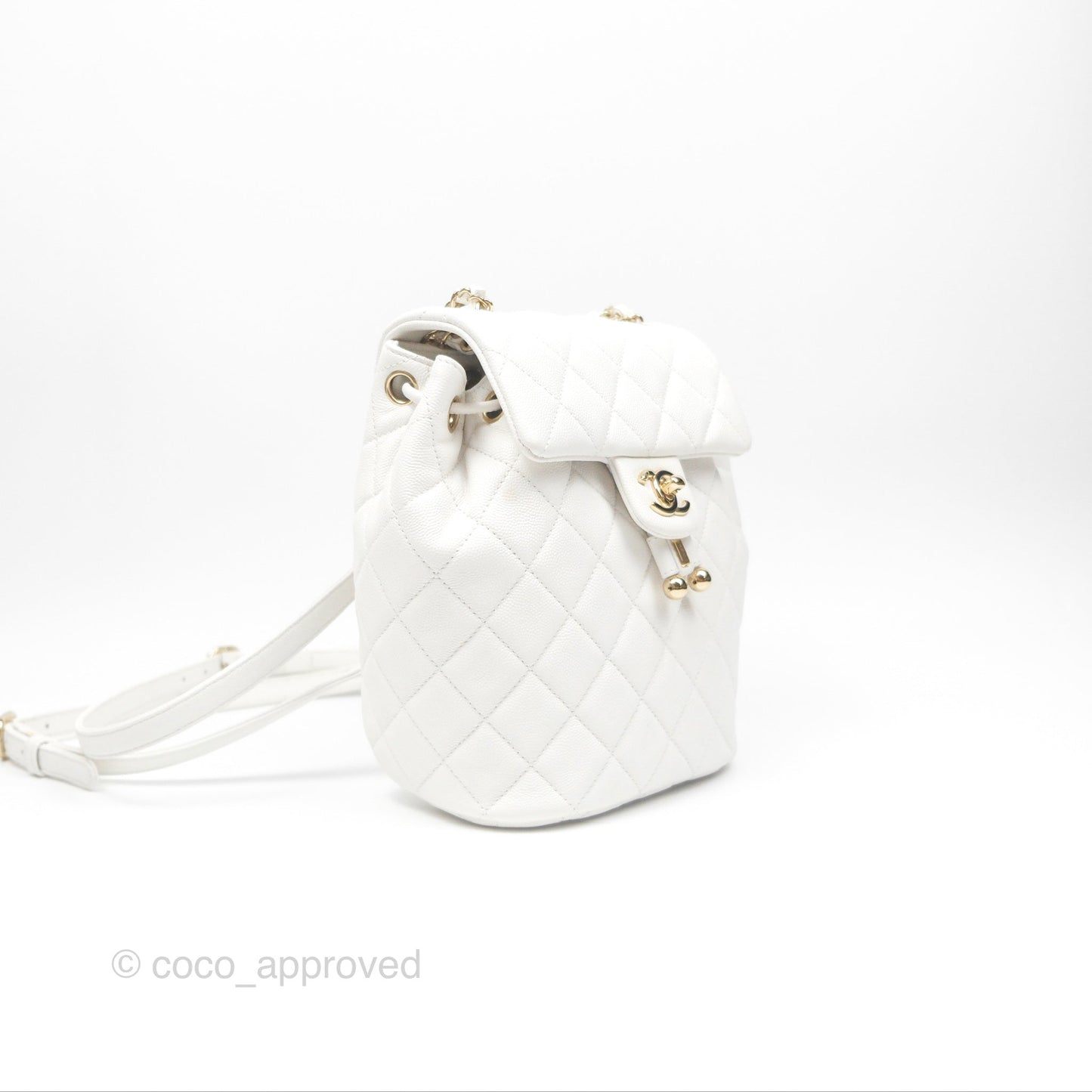 Chanel Mini Urban Spirit Backpack White Caviar Gold Hardware 23S