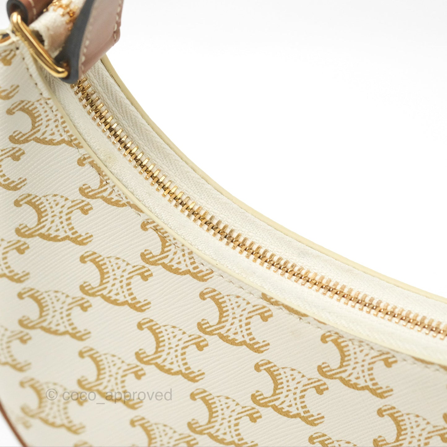 Celine Ava Bag In Triomphe Canvas Calfskin White