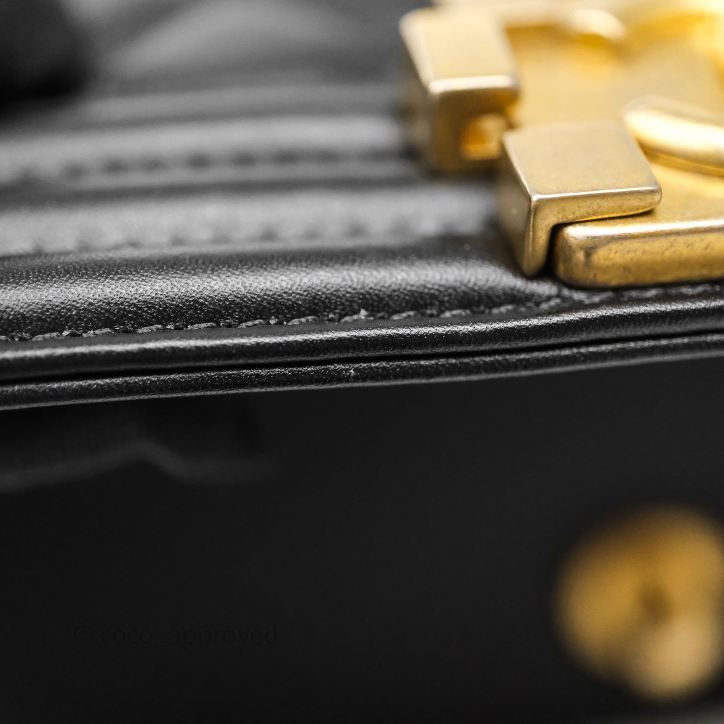 Chanel Small Boy Quilted Black Calfskin Aged Gold Hardware