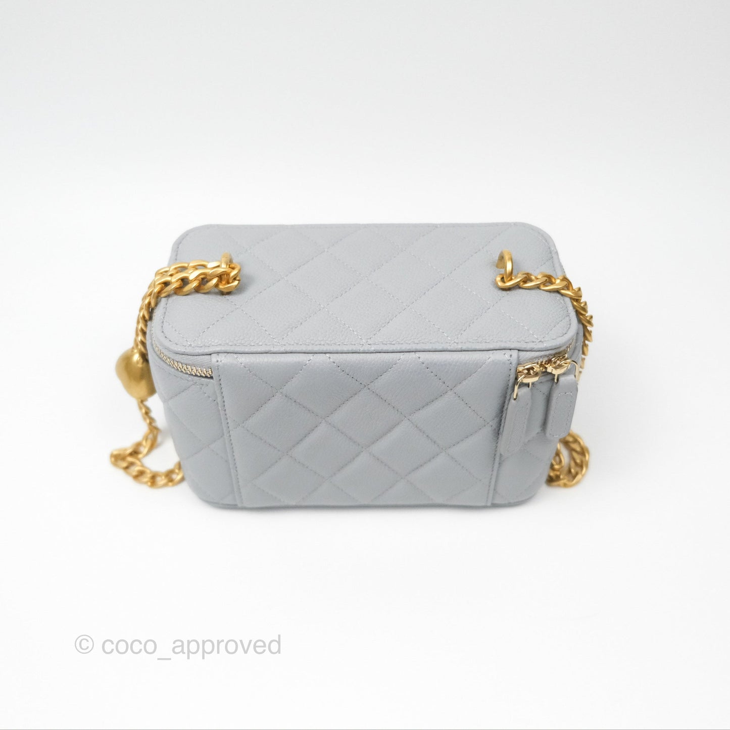 Chanel Vanity with Heart Adjustable Chain Grey Caviar Aged Gold Hardware