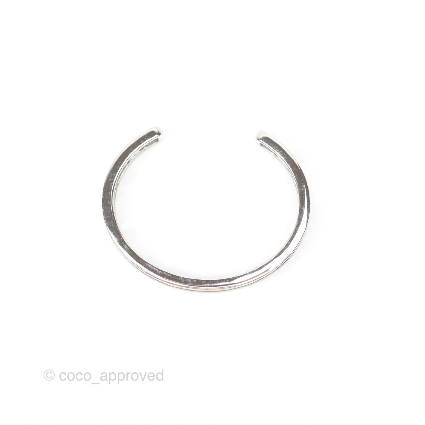 Chanel Logo CC Crystals Bangle Silver Tone 22A