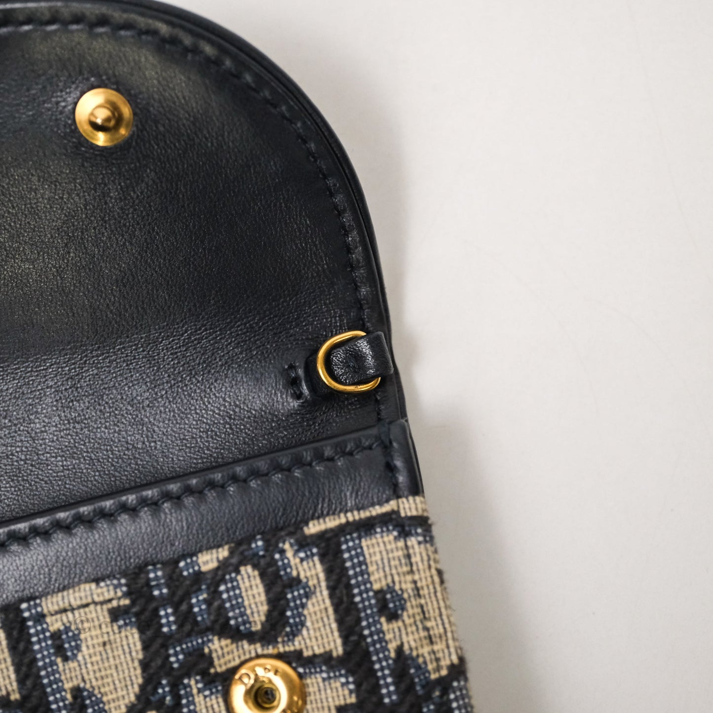 Christian Dior Small Saddle Pouch Wallet with Chain Blue Dior Oblique Jacquard