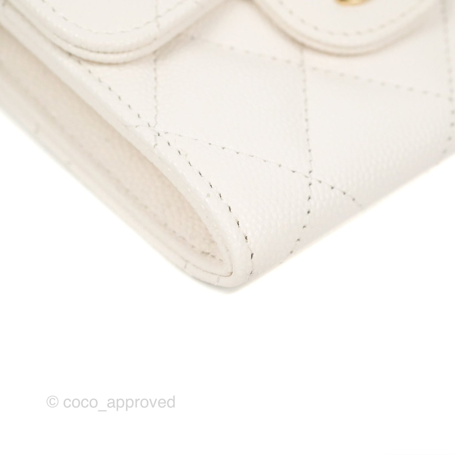 Chanel Mini Wallet With Chain White Caviar Gold Hardware