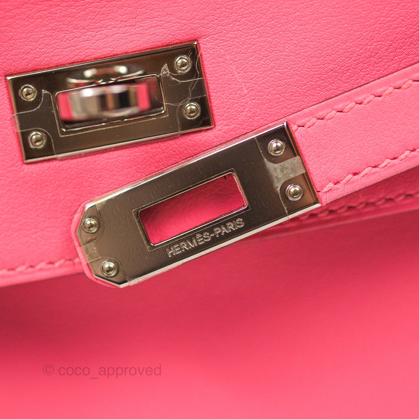 Hermès Retourne Kelly 25 Rose Azalee Swift Palladium Hardware