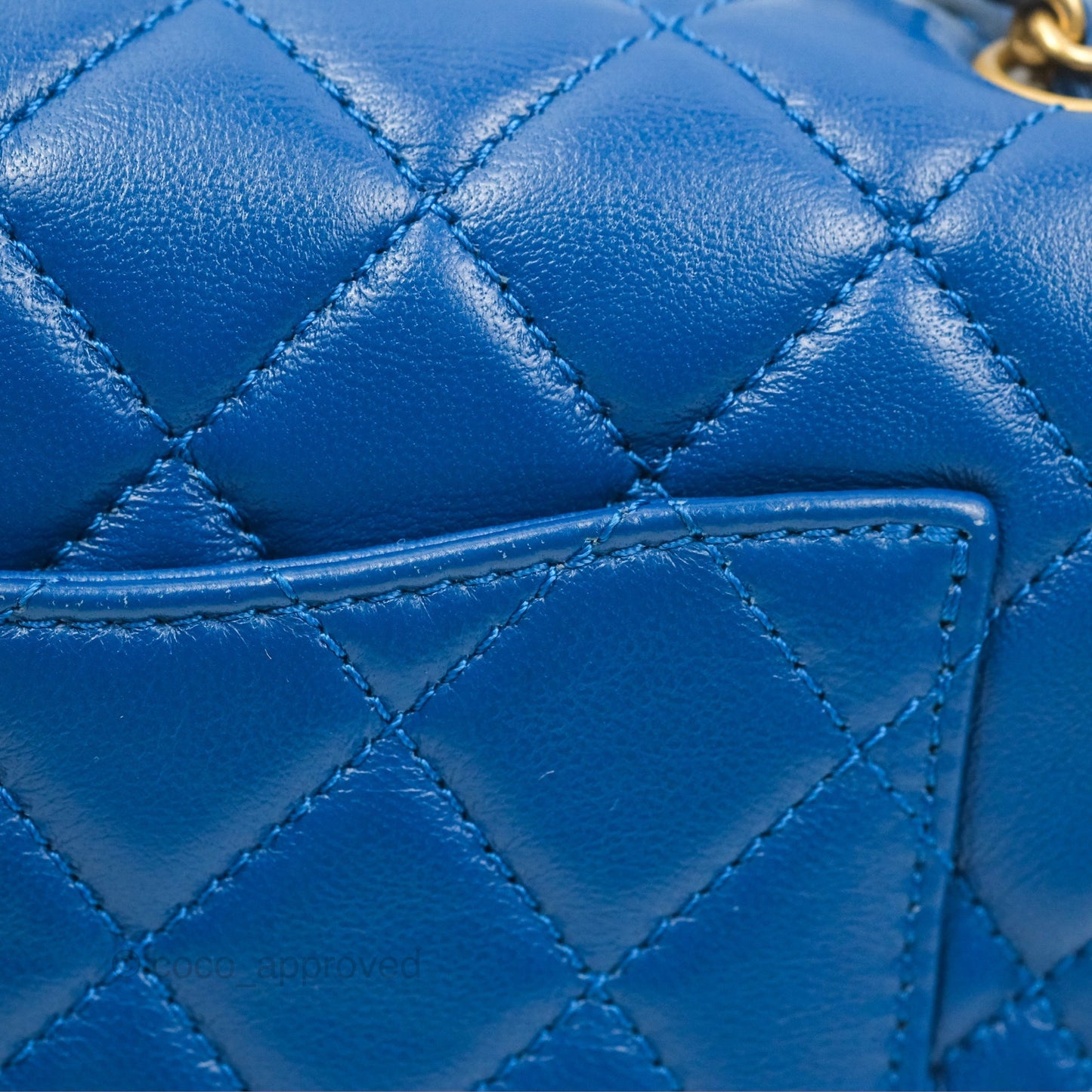 Chanel Pearl Crush Mini Rectangular Blue Lambskin Aged Gold Hardware