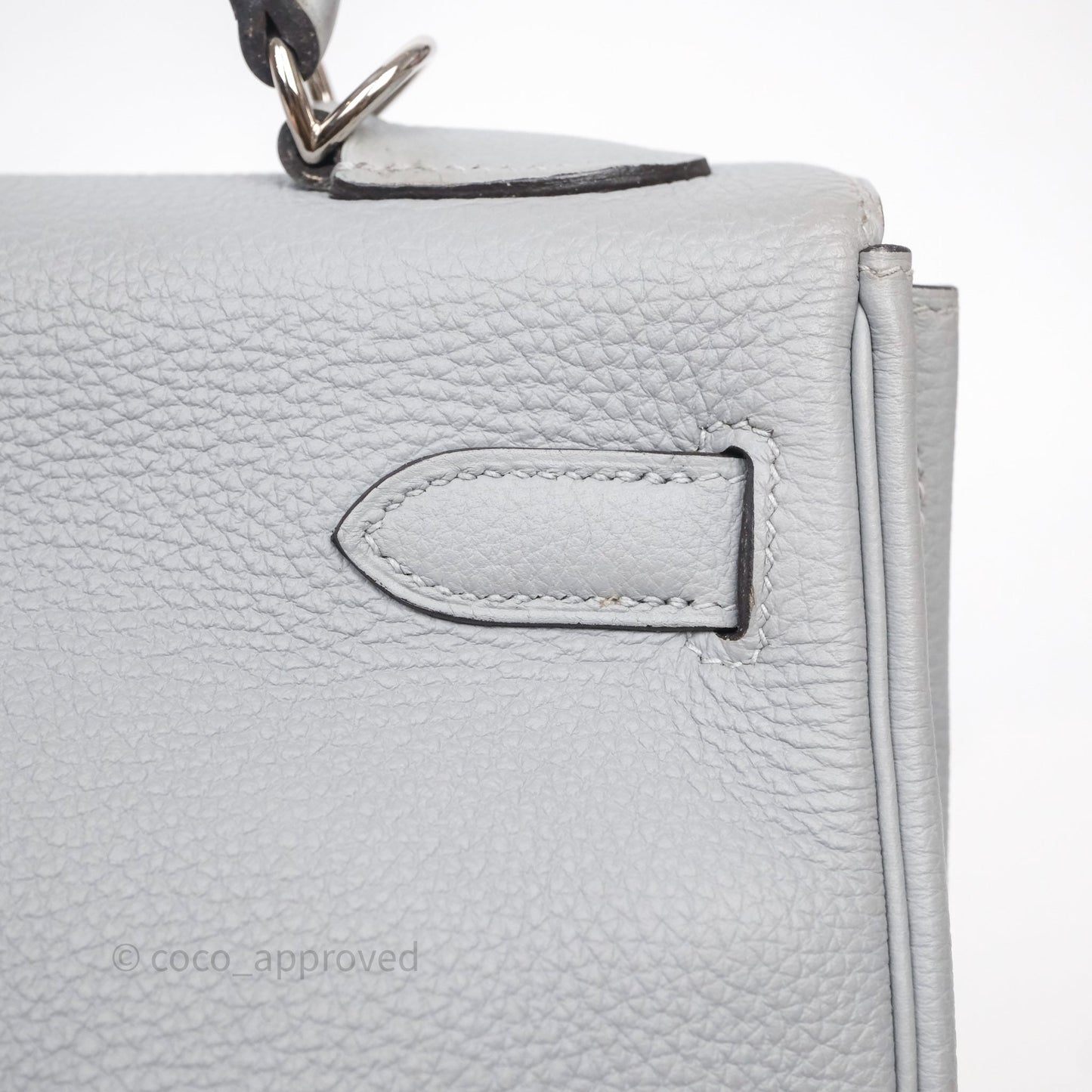 Hermès Kelly 32 Retourne Bleu Glacier 8U Togo Palladium Hardware