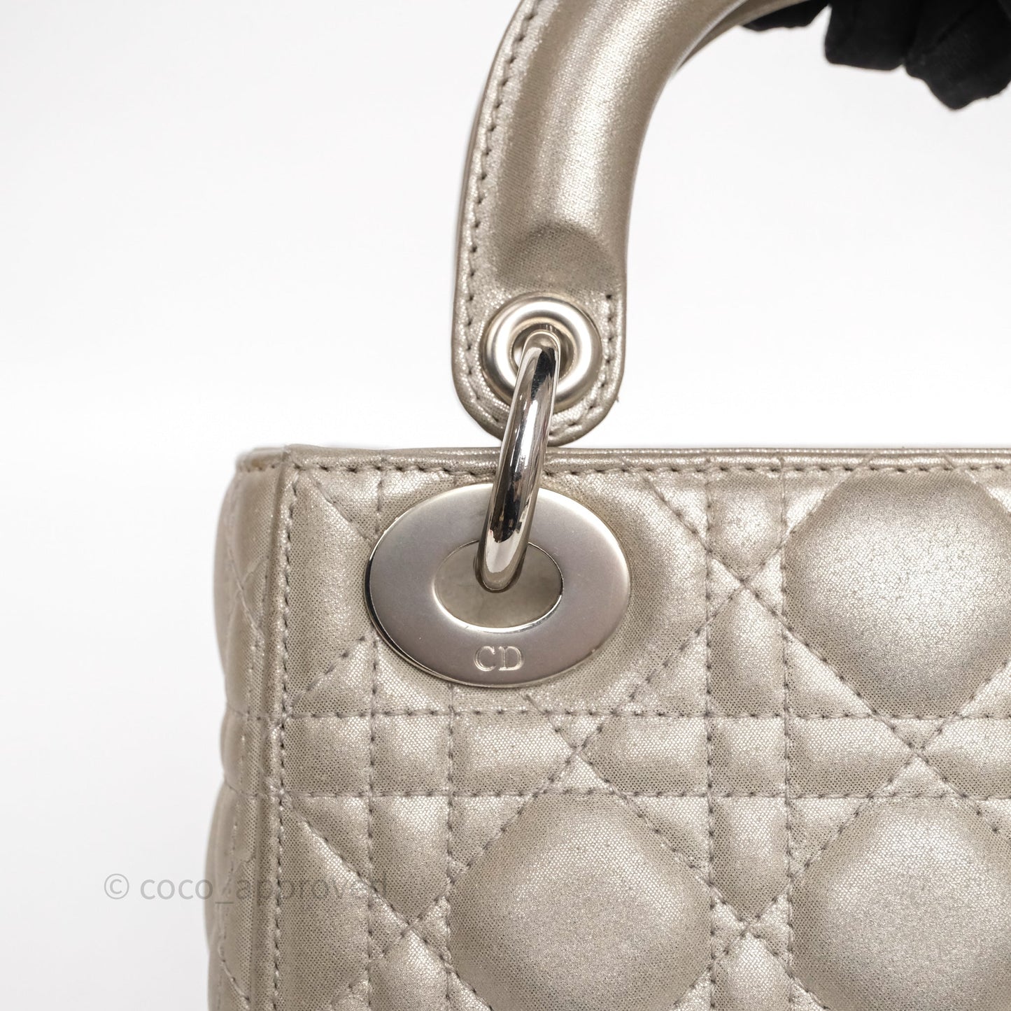 Christian Dior Mini Lady Dior Metallic Silver Nubuck Silver Hardware