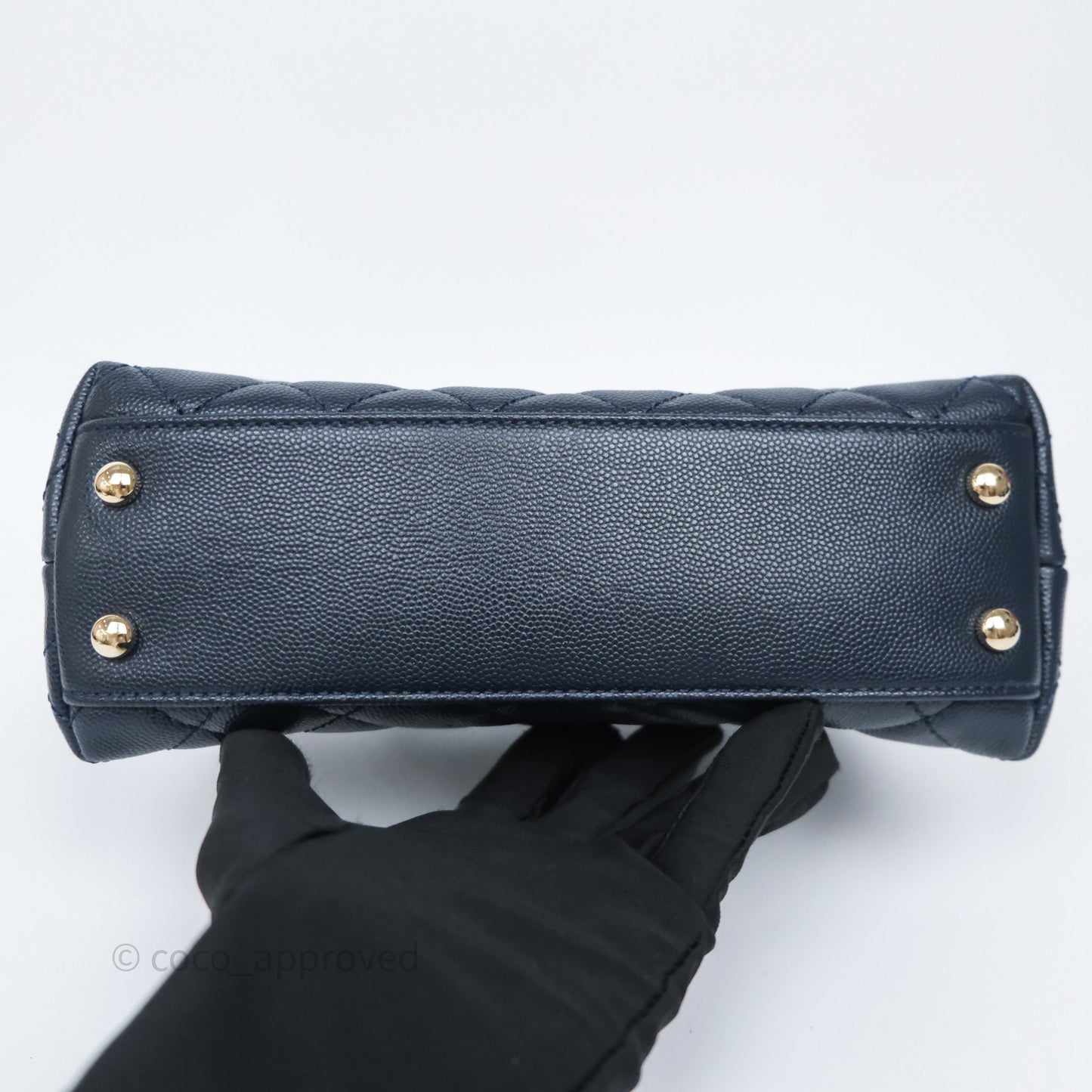 Chanel Small Coco Handle Navy Caviar Light Gold Hardware