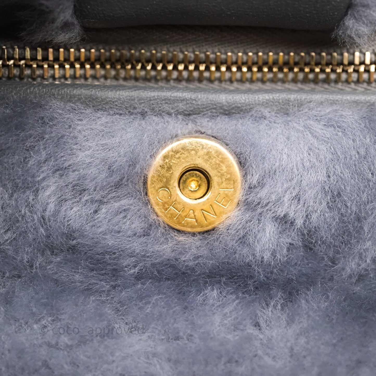 Chanel Vanity Case Grey Shearling Lambskin Gold Hardware 22A