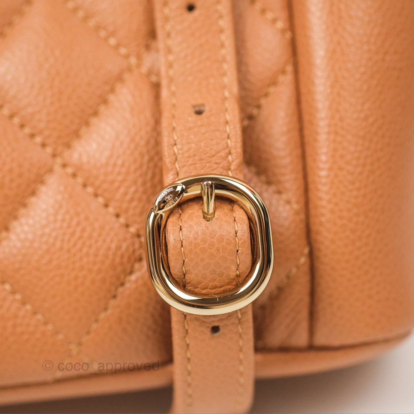 Chanel Duma Backpack Medium Dark Caramel Beige Caviar Gold Hardware