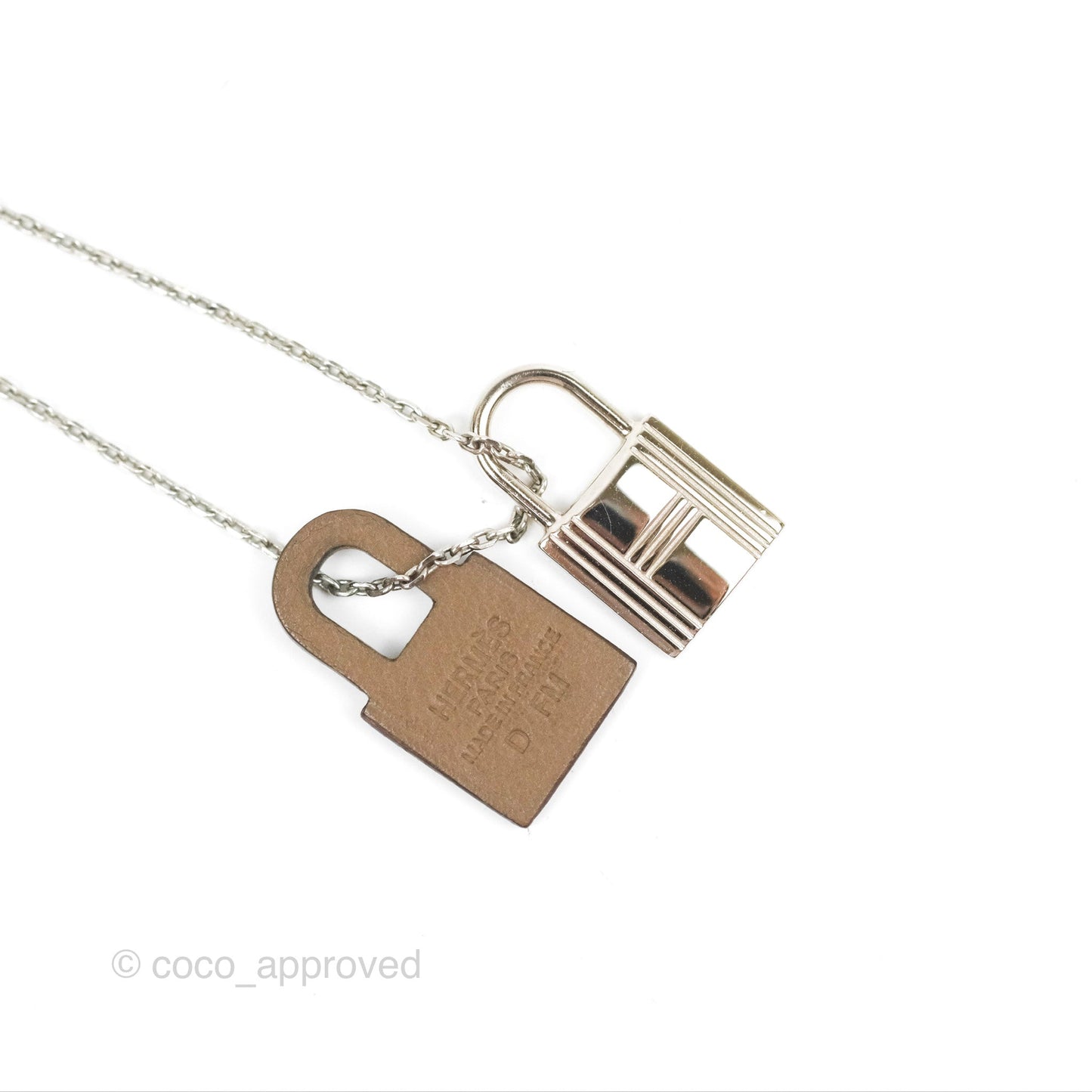Hermès Small O'Kelly Pendant Necklace Etoupe Swift Palladium Hardware
