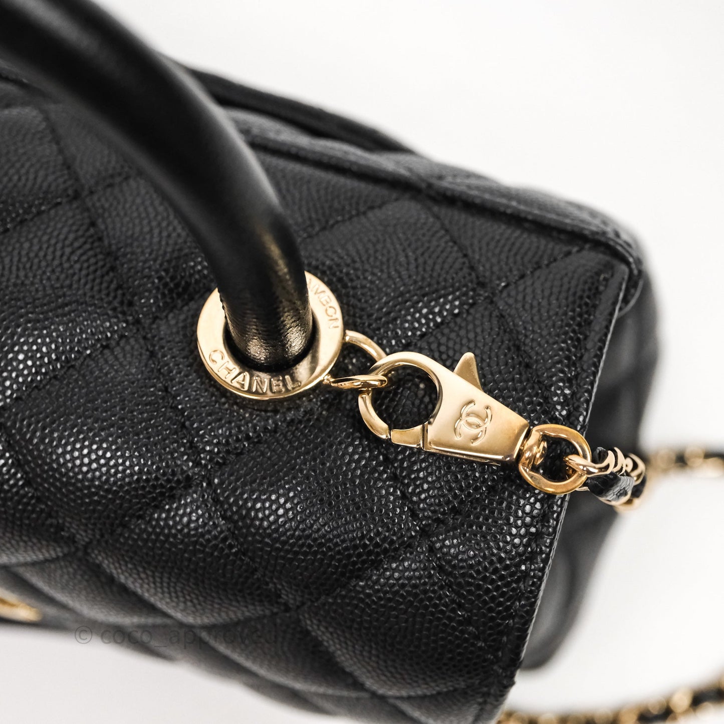 Chanel Small Coco Handle Black Caviar Light Gold Hardware