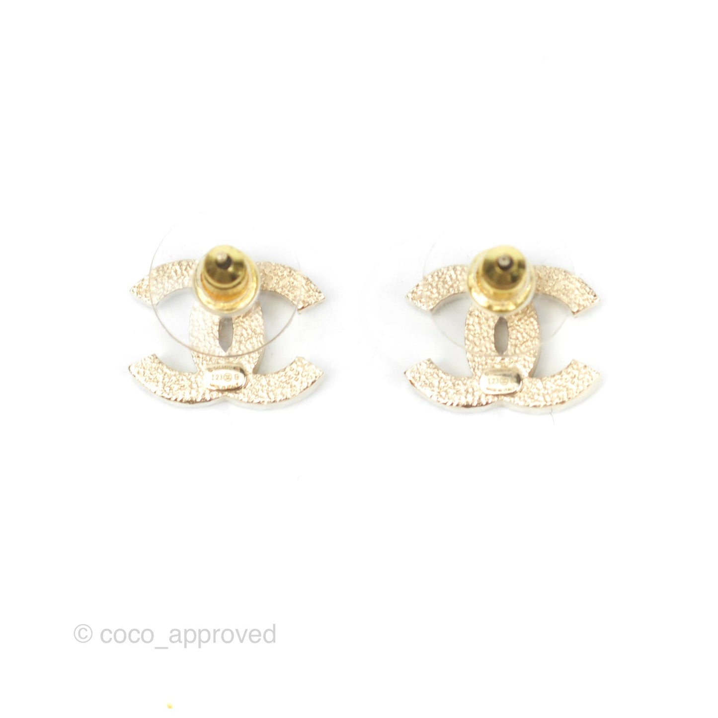 Chanel Crystal Pearl CC Earrings Gold Tone 23B