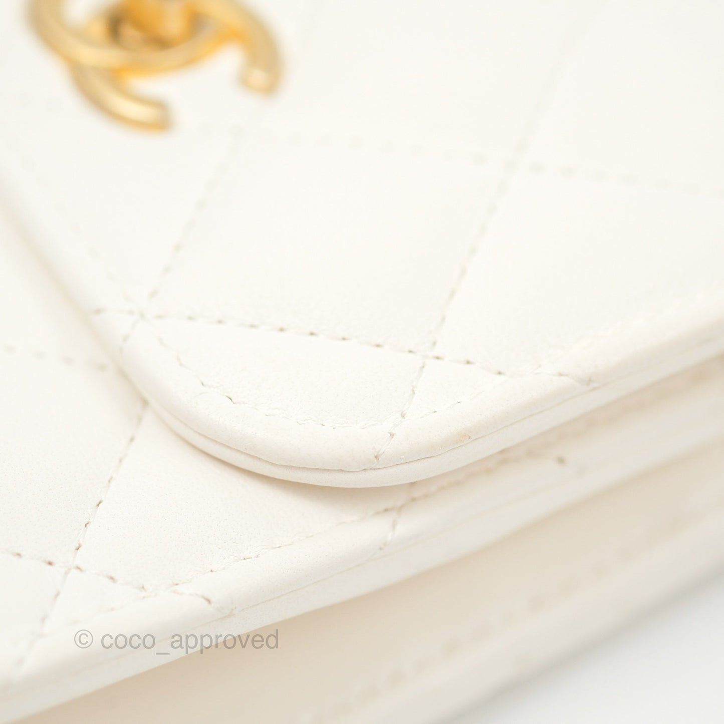 Chanel Quilted Pearl Crush Phone Holder With Chain White Lambskin