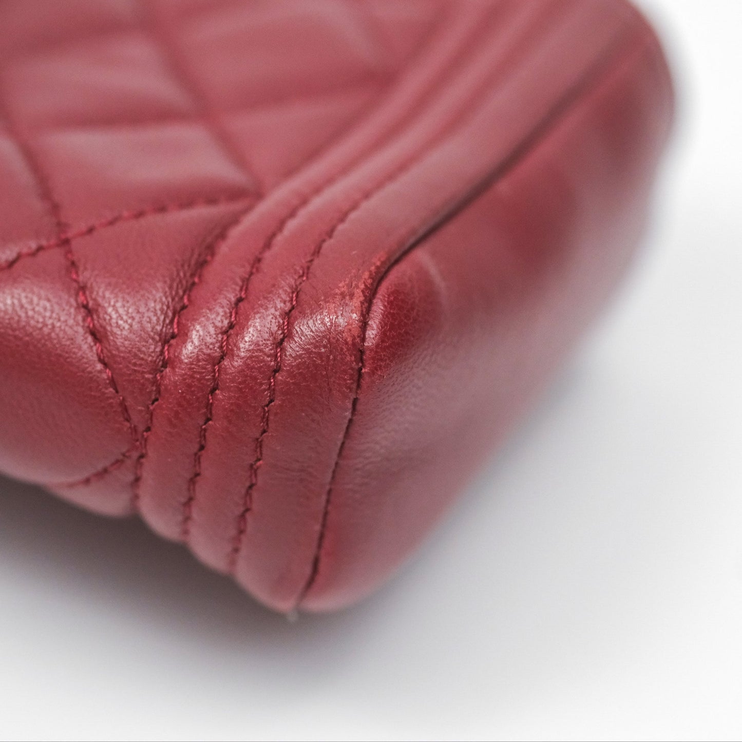 Chanel Quilted Boy Coin Case Dark Red Aged Gold Hardware