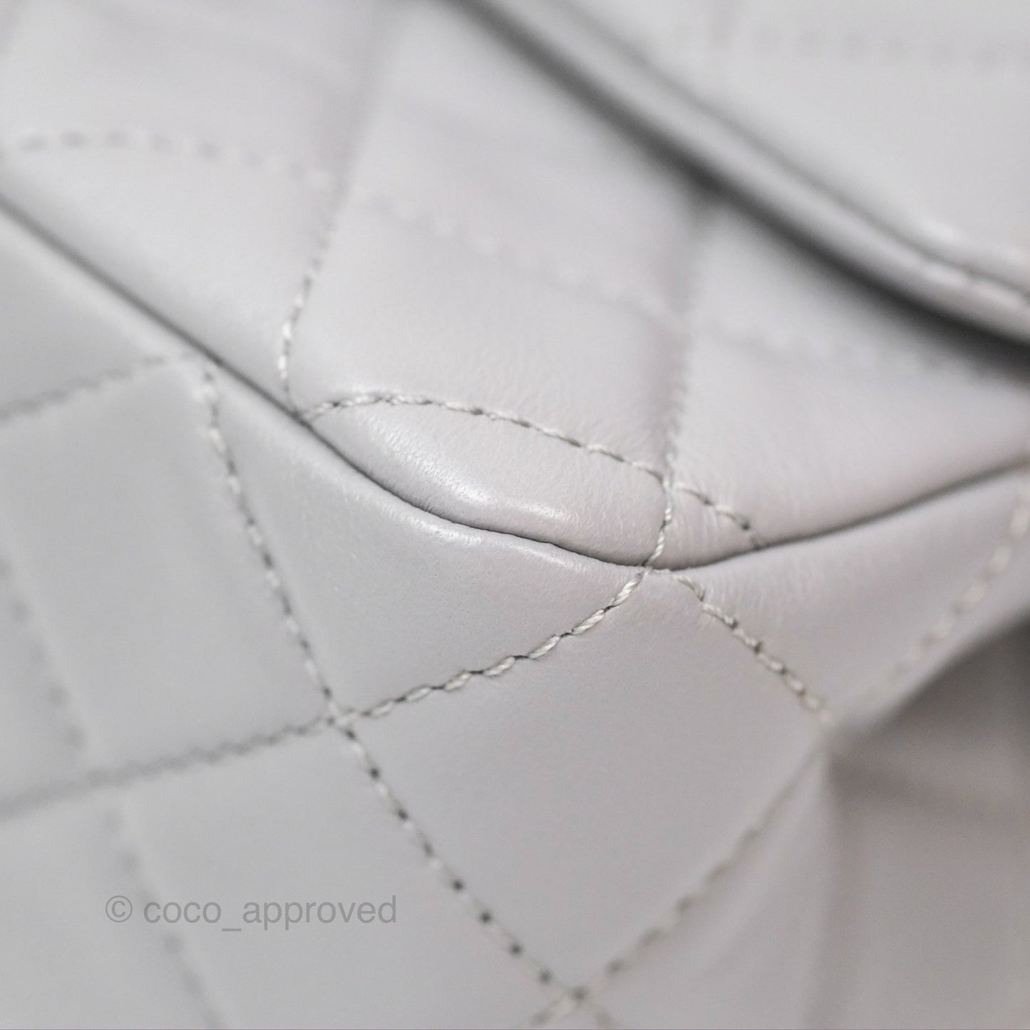 Chanel Pearl Crush Mini Rectangular Grey Lambskin Aged Gold Hardware