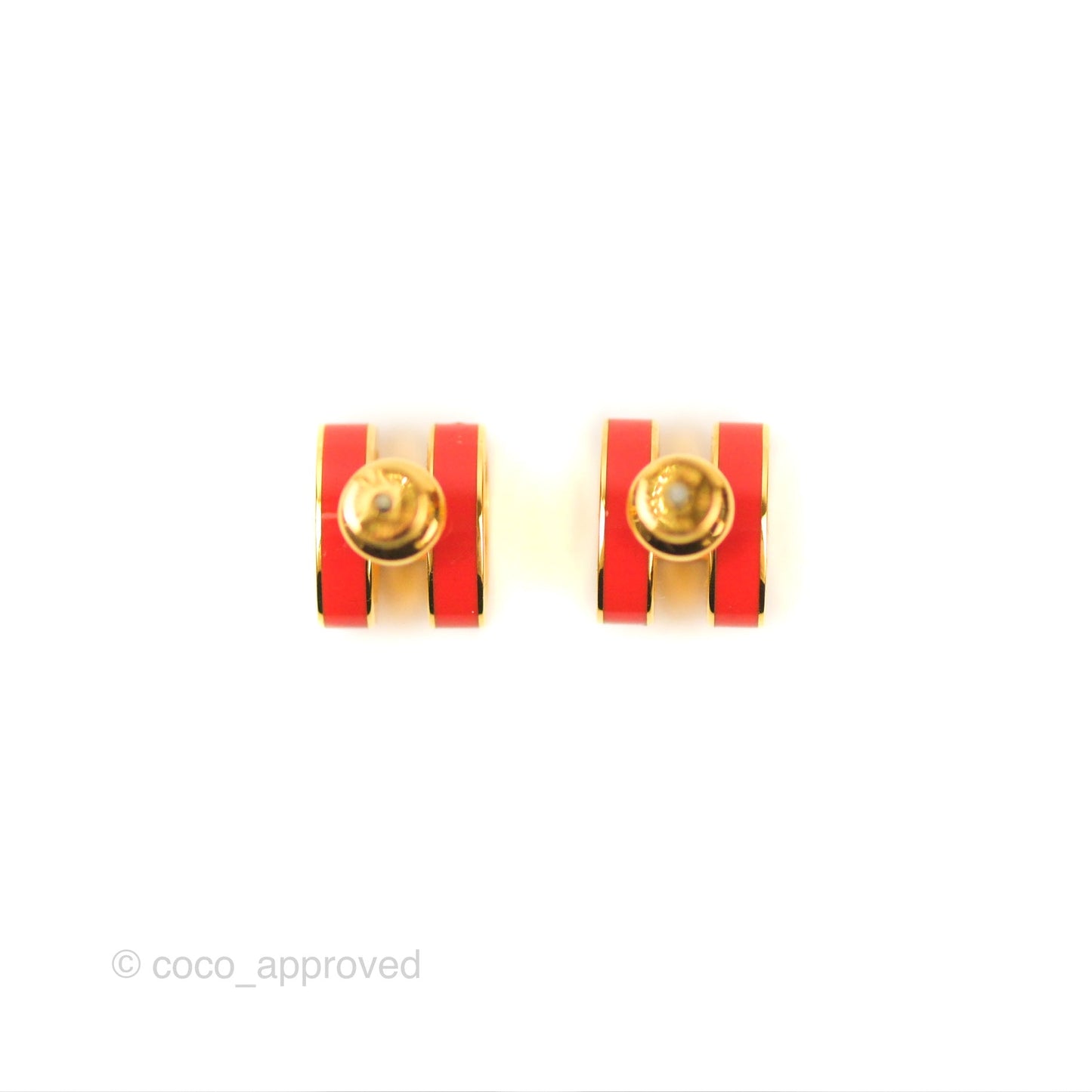 Hermès Pop H Earrings Red Gold Hardware