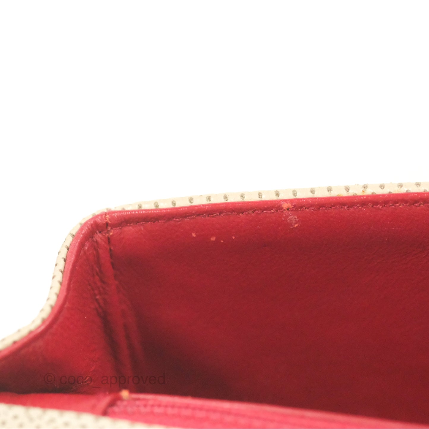 Chanel Vintage Medium Perforated Single Flap Beige/Red Matte Gold Hardware⁣⁣