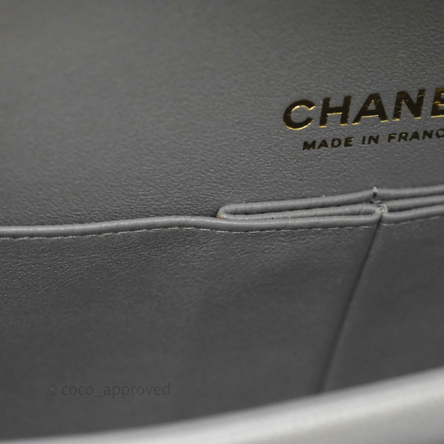 Chanel Small Classic Flap Quilted Grey Caviar Gold Hardware