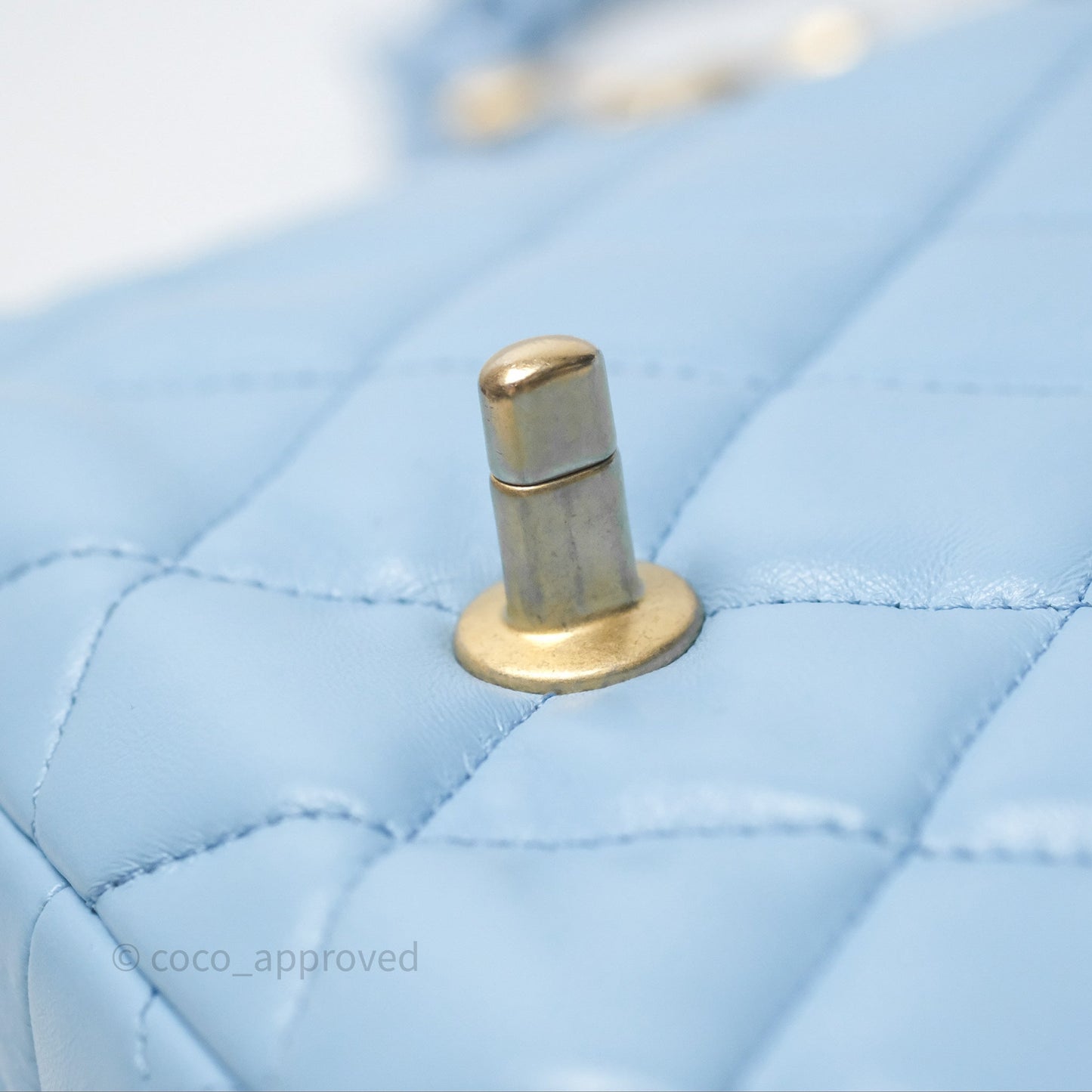 Chanel Small Flap Bag Blue Lambskin Gold and Lacquered Metal 22S