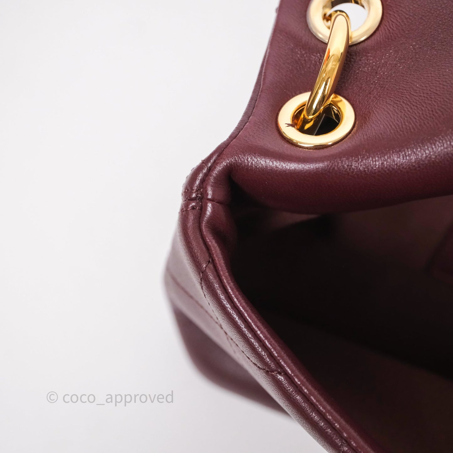 Chanel Quilted Shoulder Flap Bag Red Burgundy Lambskin Gold Hardware
