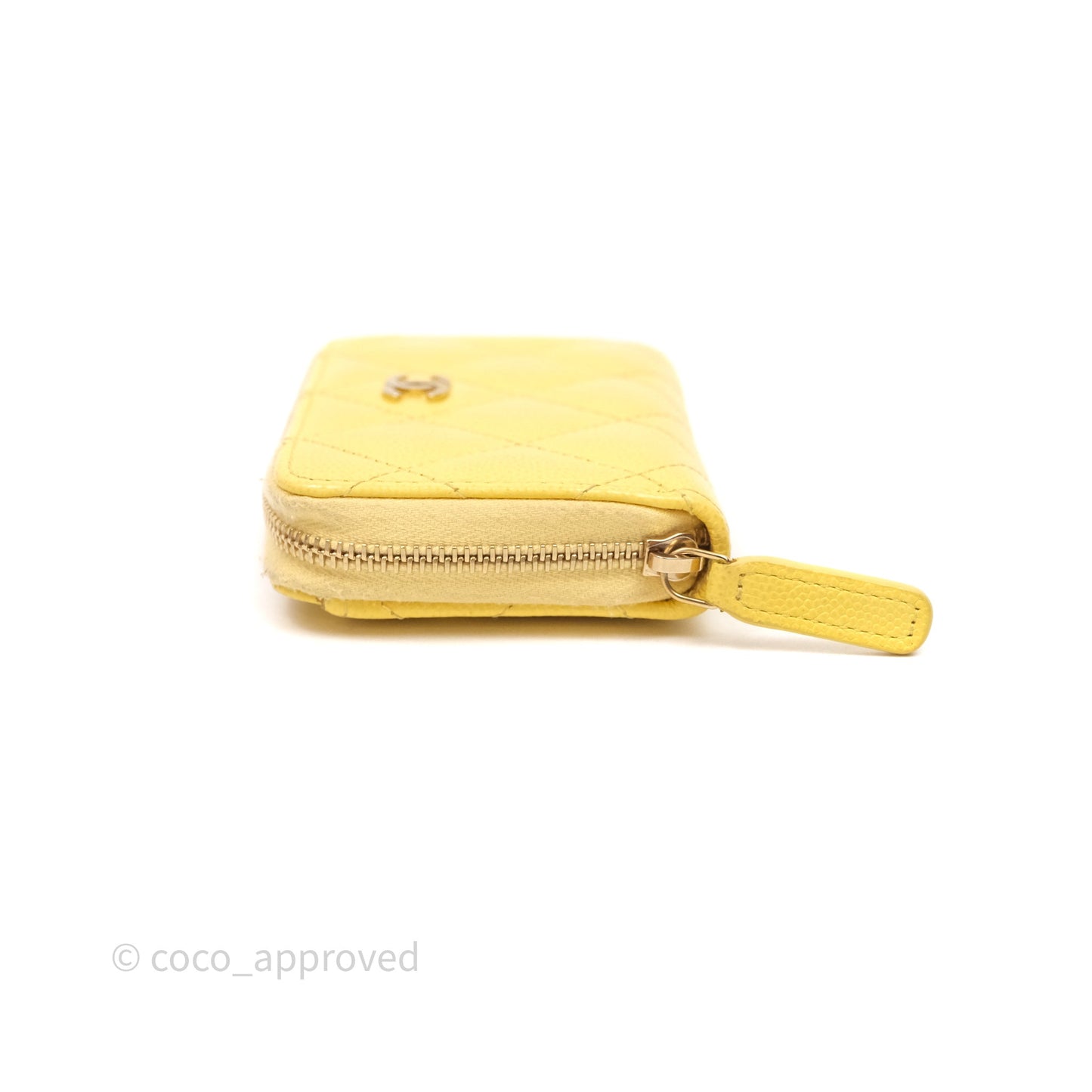 Chanel Quilted Zip Card Holder Caviar Yellow Gold Hardware