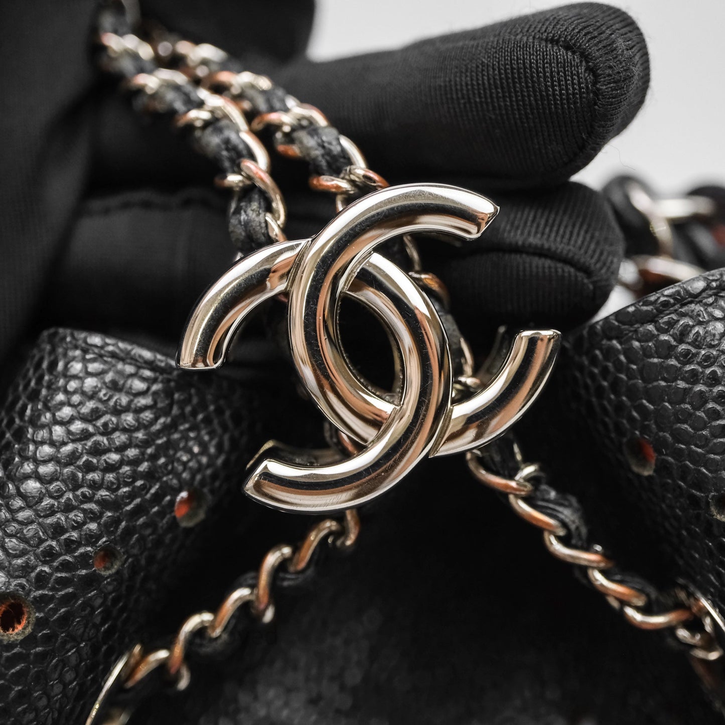 Chanel CC Drawstring Bucket Bag Black Caviar