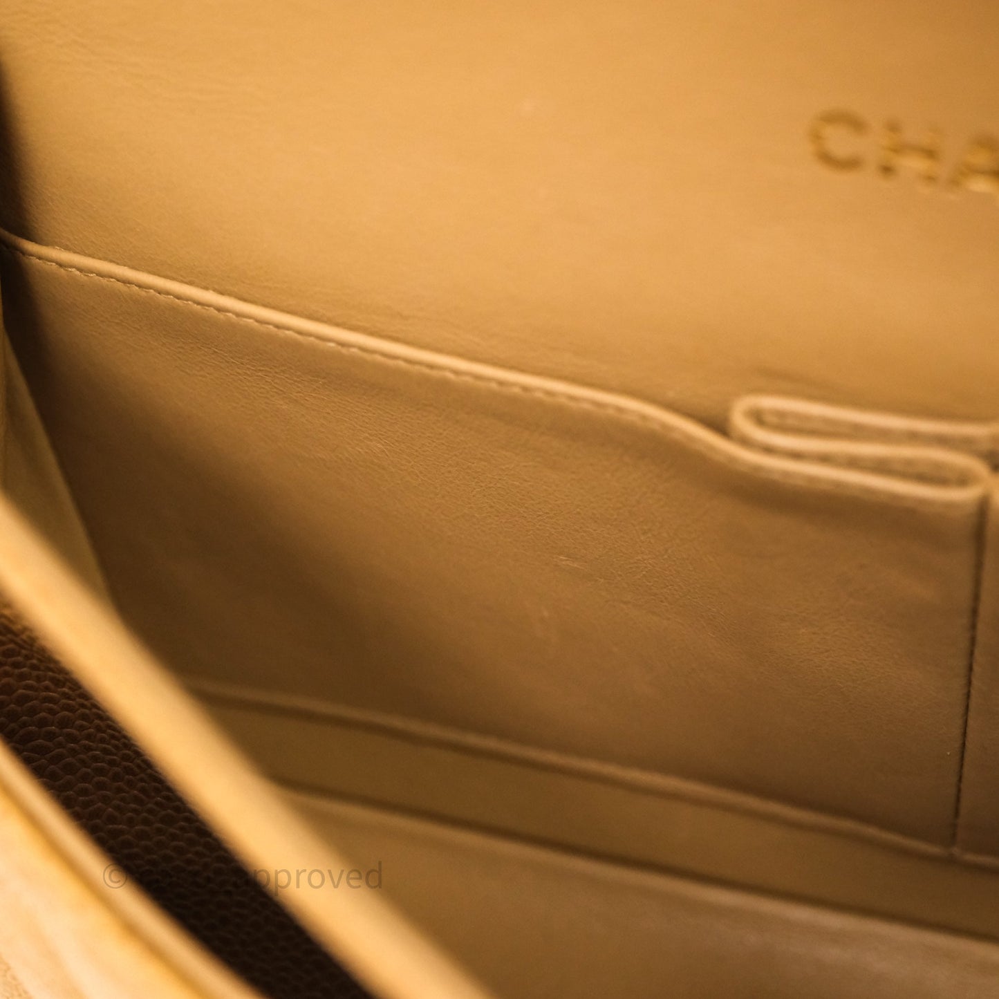 Chanel Vintage Medium Classic Flap Beige Caviar 24K Gold Hardware
