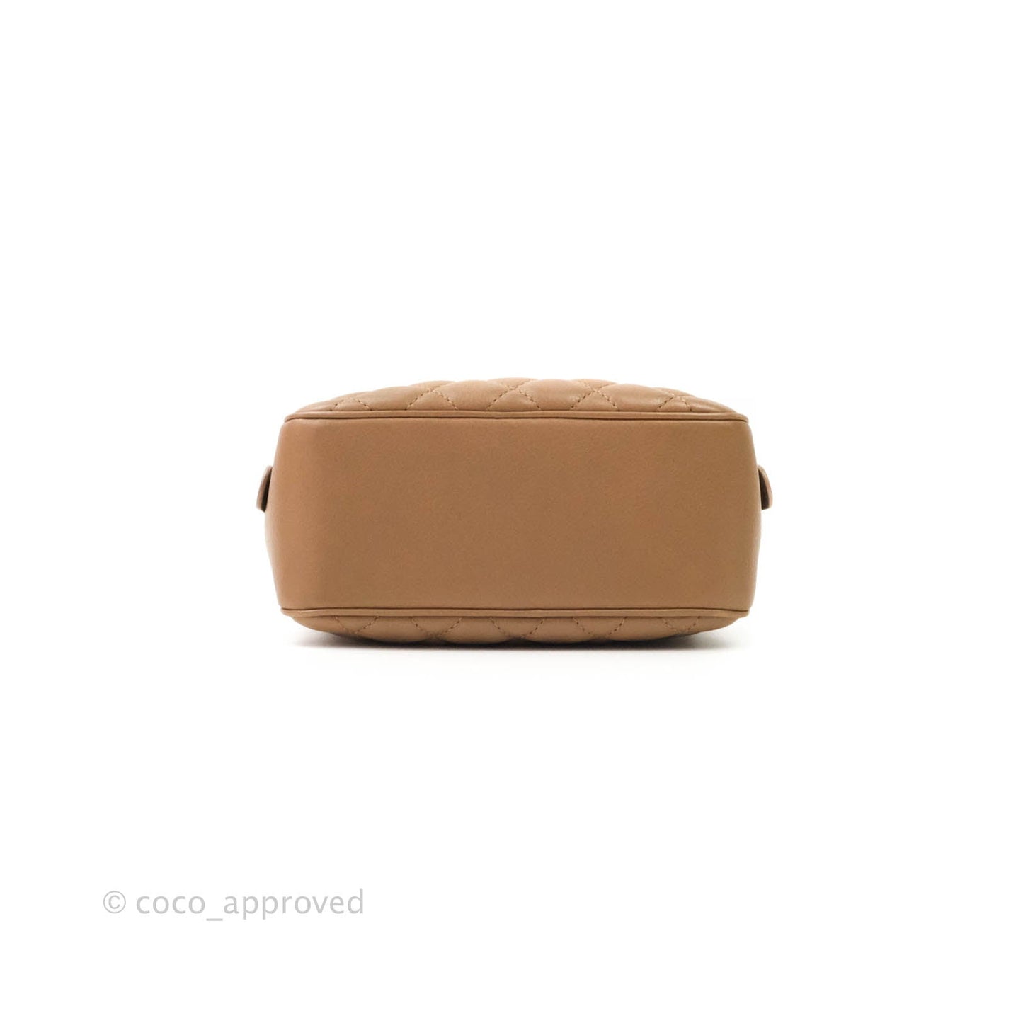 Chanel Small CC Quilted Vanity Case Brown Beige Calfskin Aged Gold Hardware