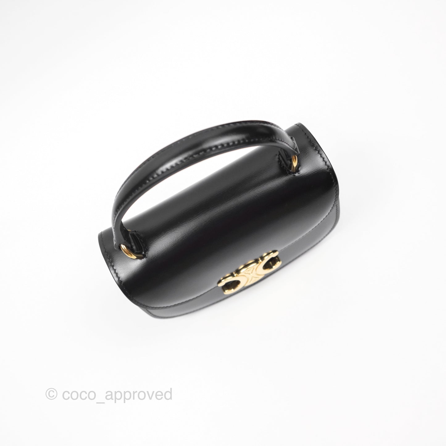 Celine Mini Besace Clea in Shiny Calfskin Black