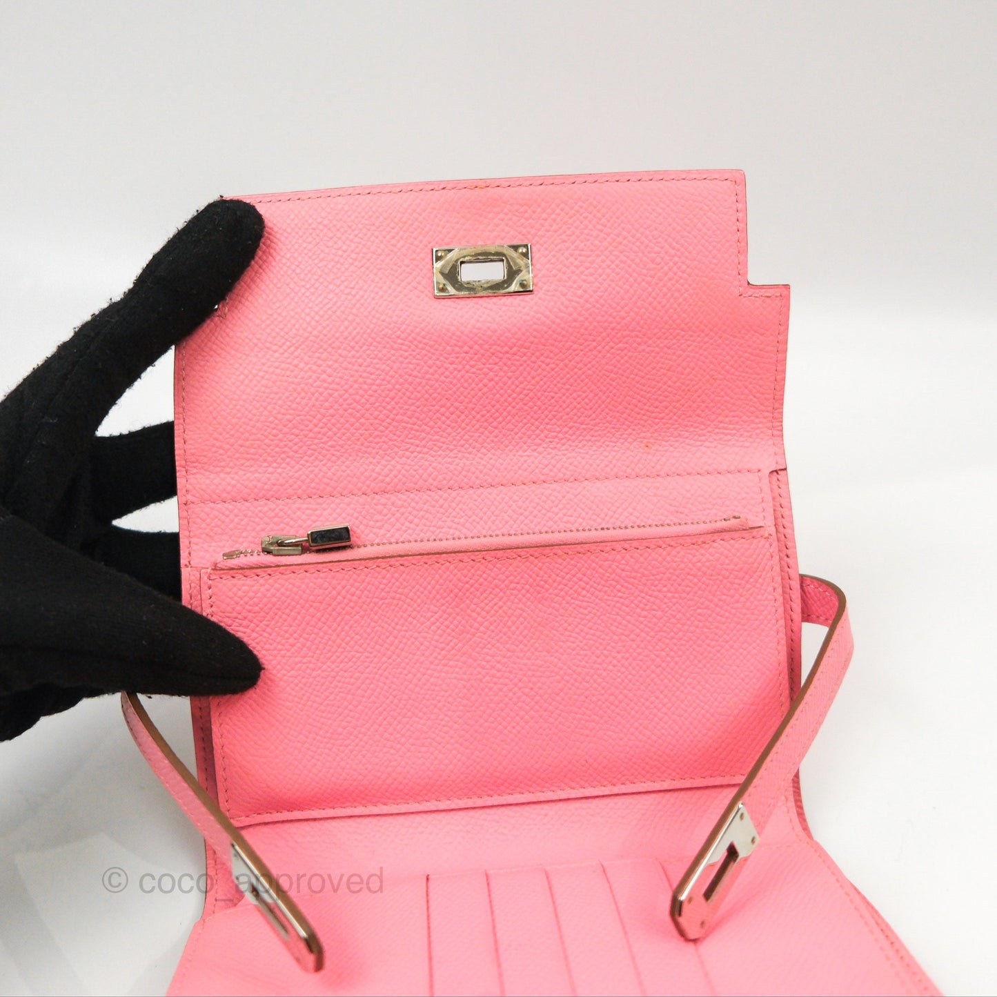 Hermès Small Kelly Wallet Rose Confetti Epsom Palladium Hardware