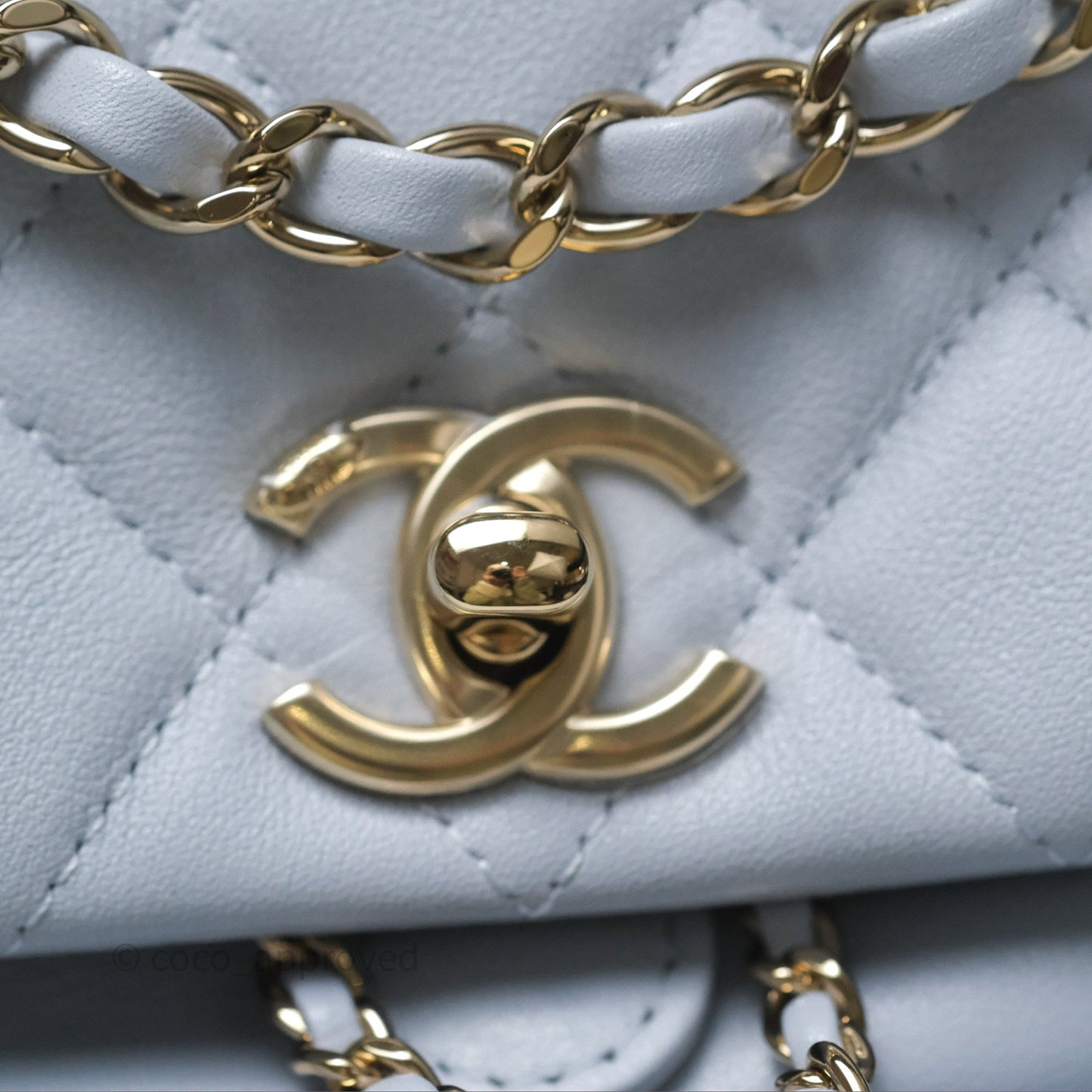 Chanel Quilted Large Duma Drawstring Backpack Light Blue Calfskin