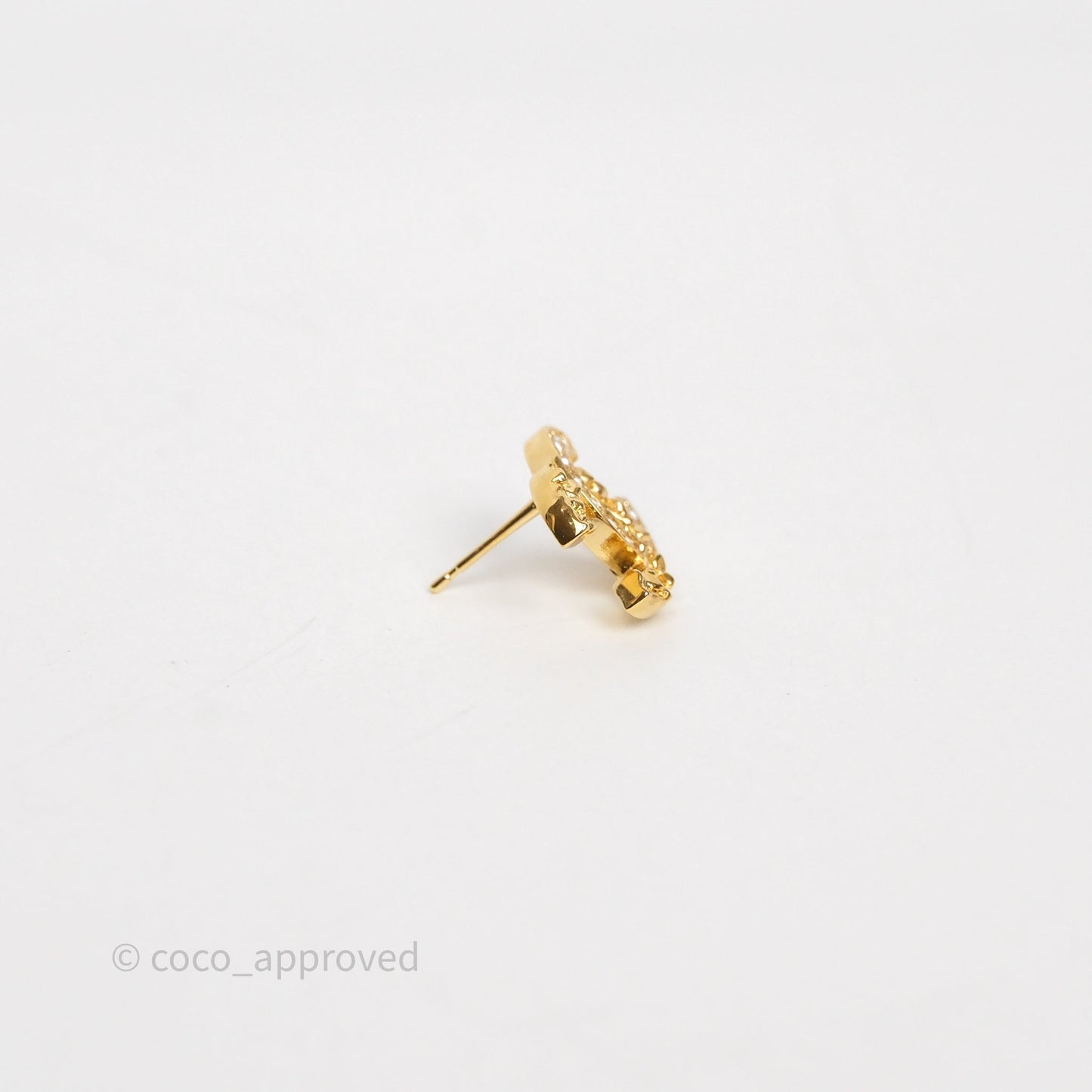 Chanel Crystal CC Earrings Gold Tone 26C