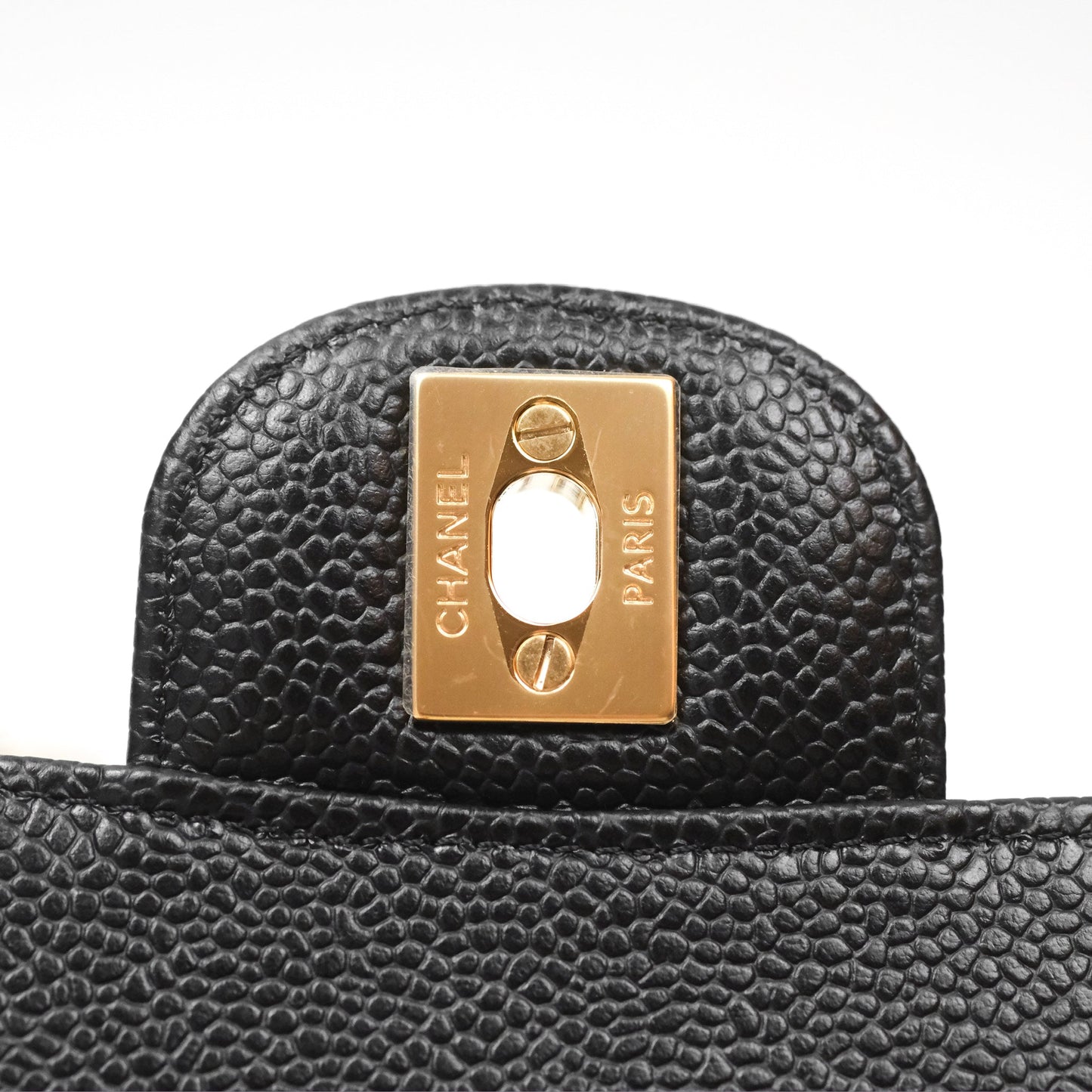 Chanel Classic M/L Medium Flap Quilted Black Caviar Gold Hardware