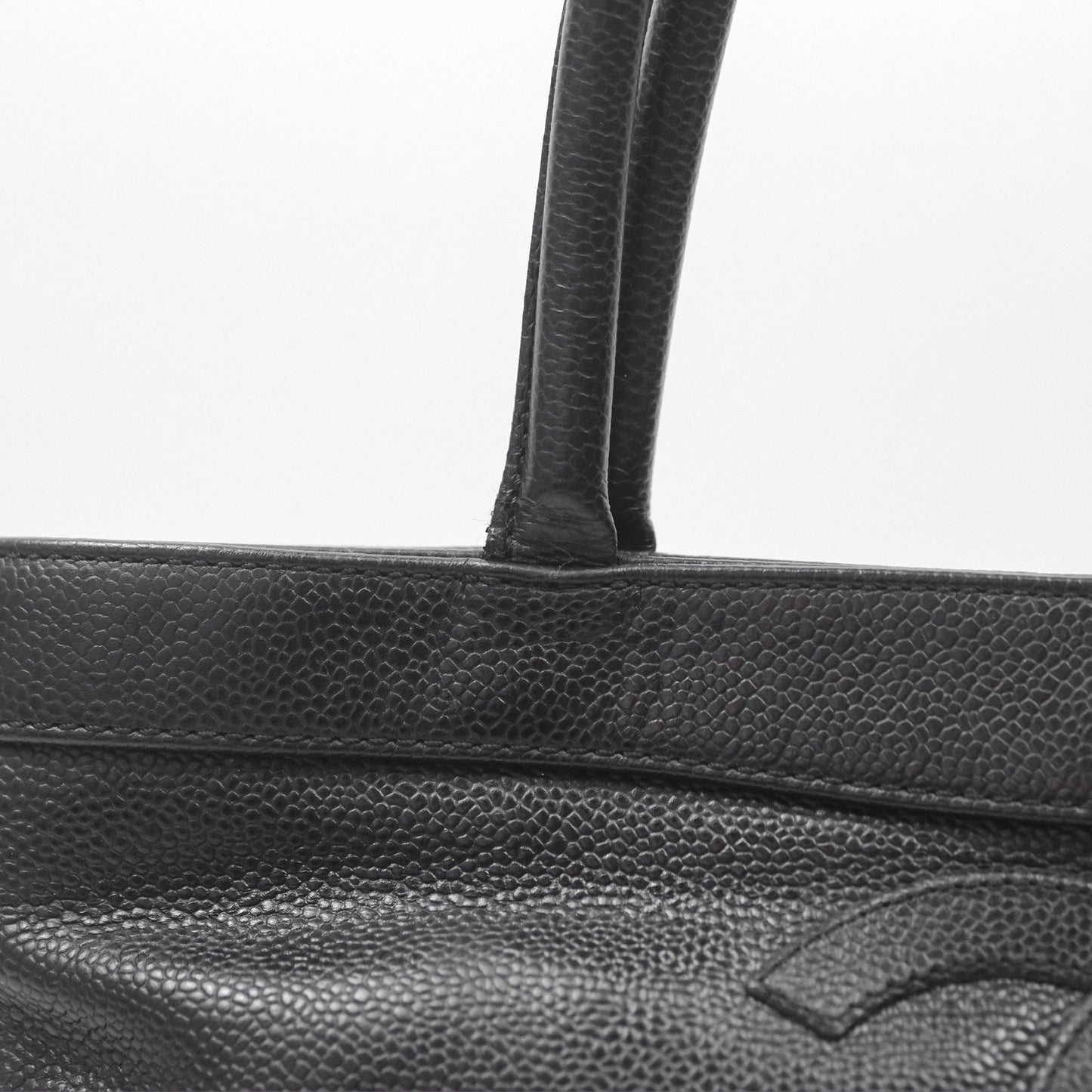 Chanel Vintage CC Tote Bag Black Caviar