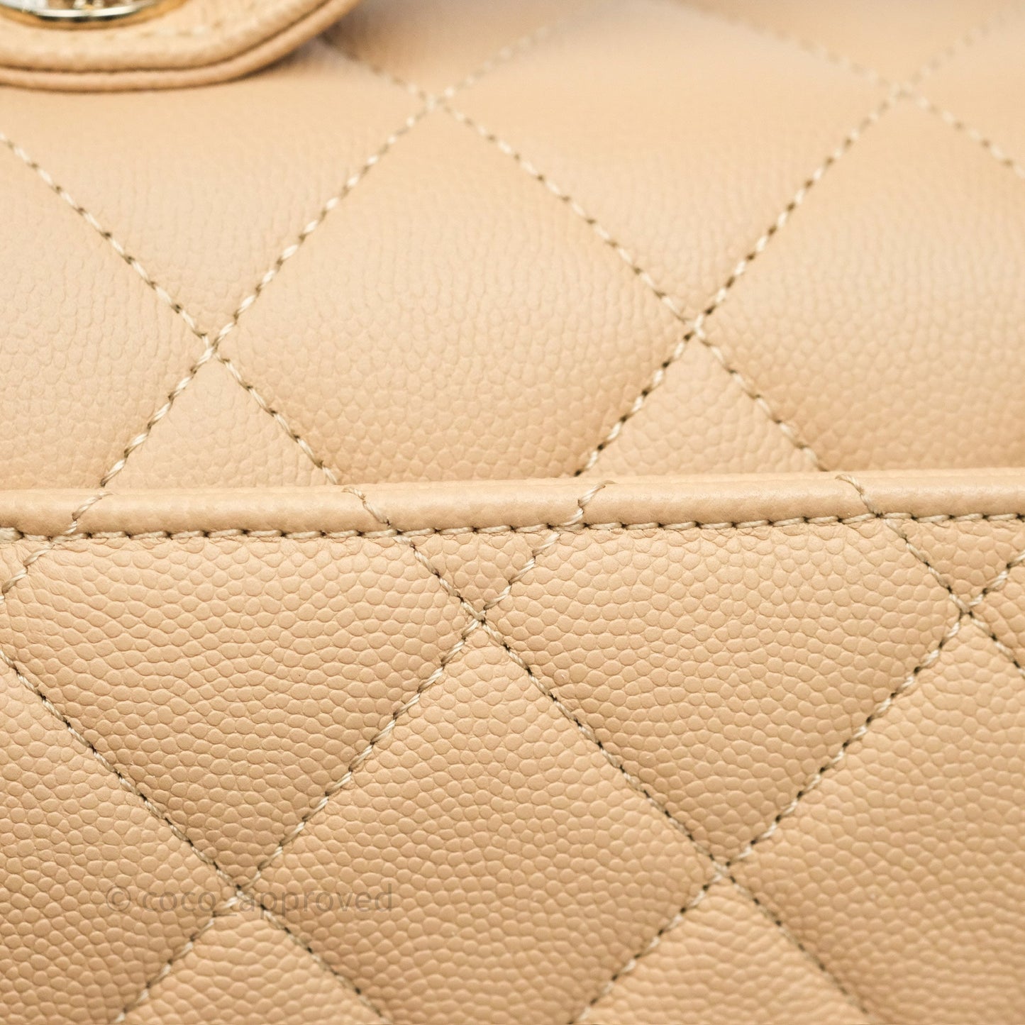 Chanel Small Business Affinity Flap Quilted Beige Caviar Gold Hardware