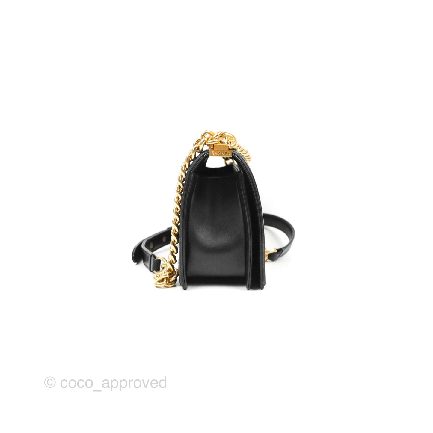 Chanel Quilted Medium Boy Black Lambskin Aged Gold Hardware