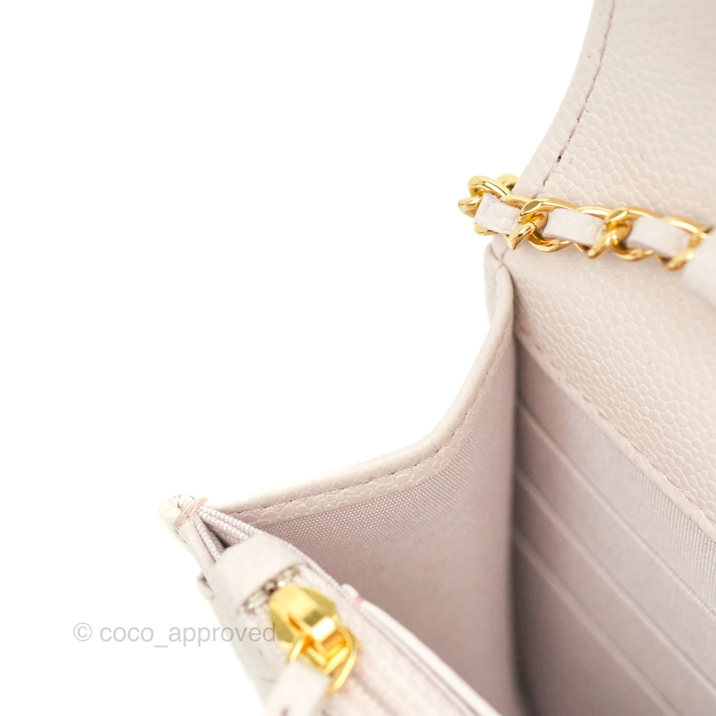Chanel Quilted WOC Lilac Caviar CC Coco Chain Gold Hardware