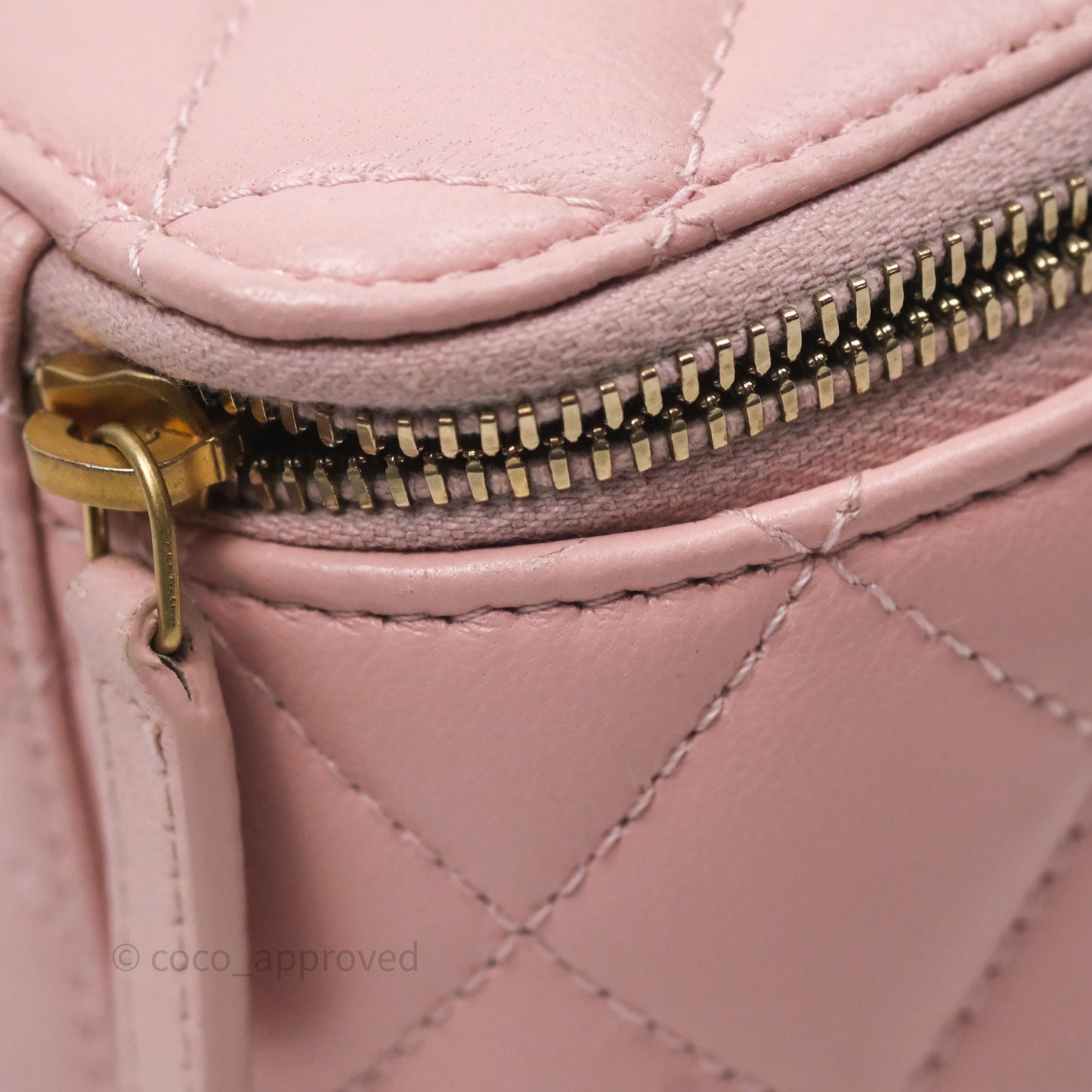 Chanel Quilted Vanity Rectangular with Camellia Adjustable Chain Pink Lambskin 23S