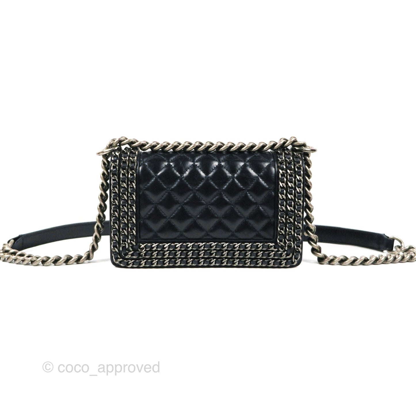 Chanel Small Chain Around Boy Dark Navy Glazed Calfskin Ruthenium Hardware